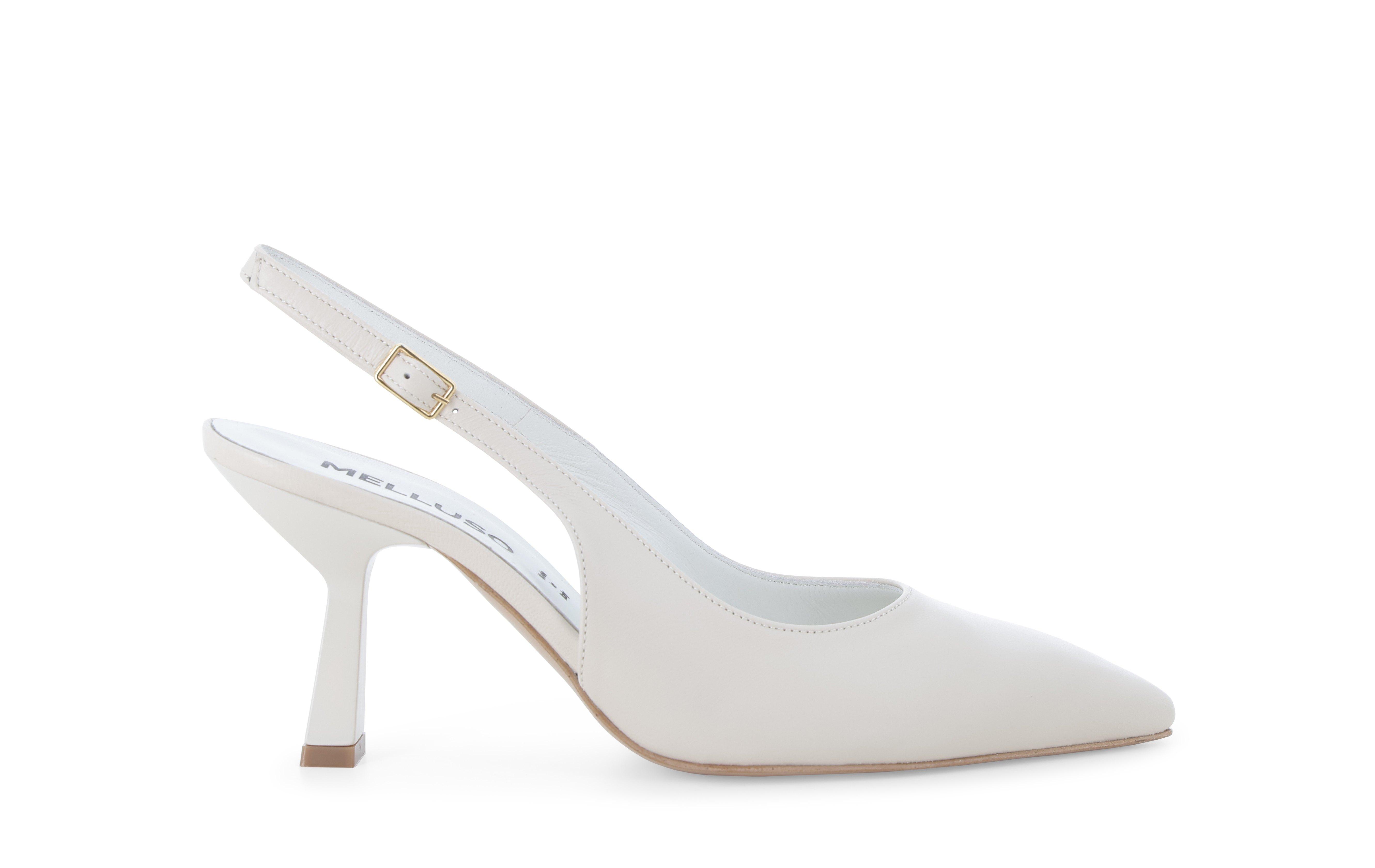 Slingback elegante a punta in pelle bianco panna d192q 40
