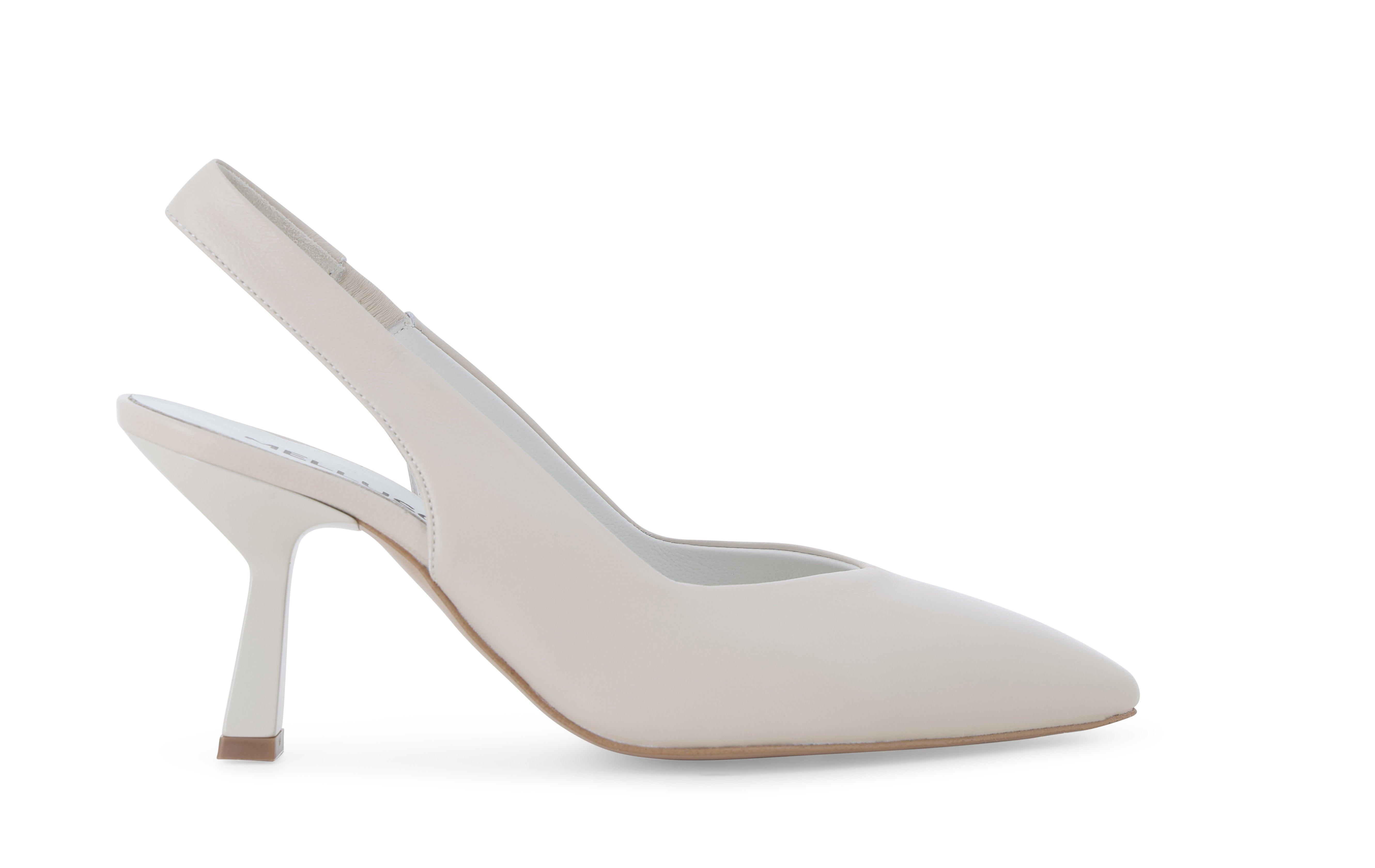 Slingback sposa a punta in pelle color panna con tacco svasato d193q 39