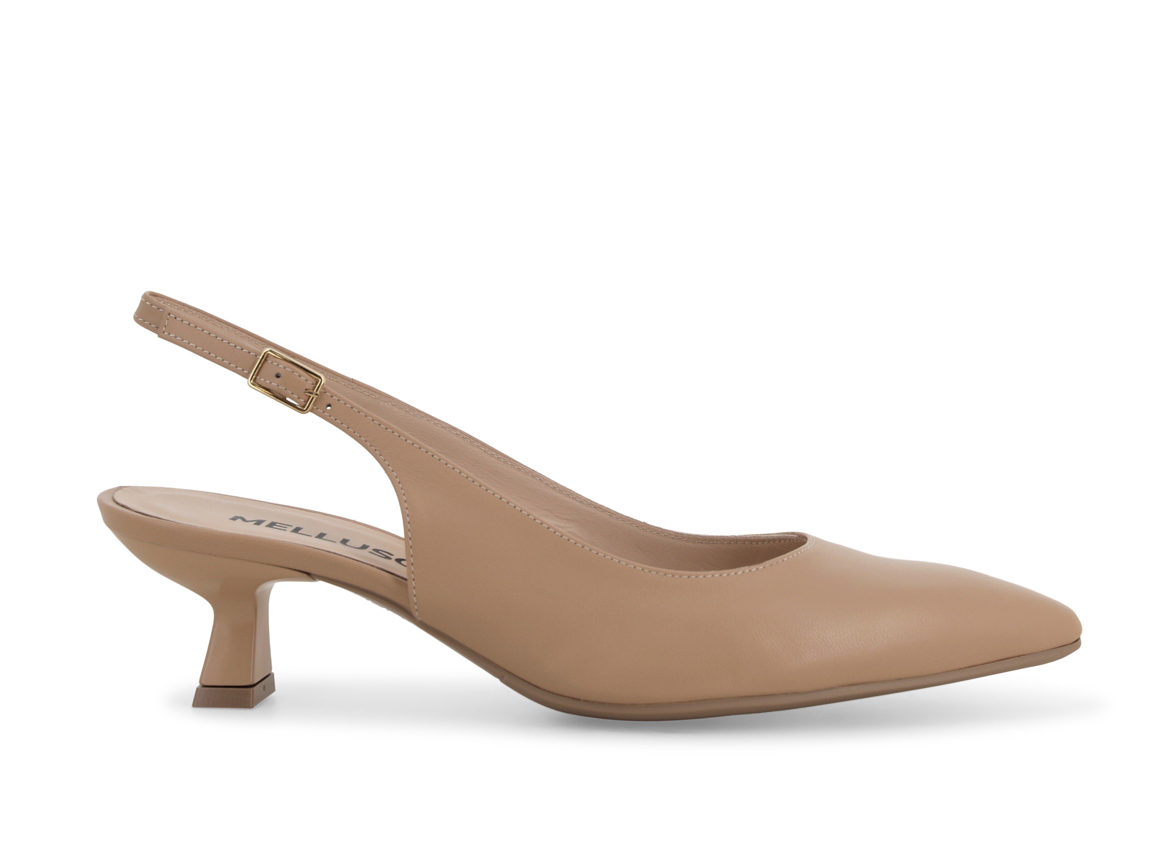 Décolleté donna slingback in pelle beige d201 38