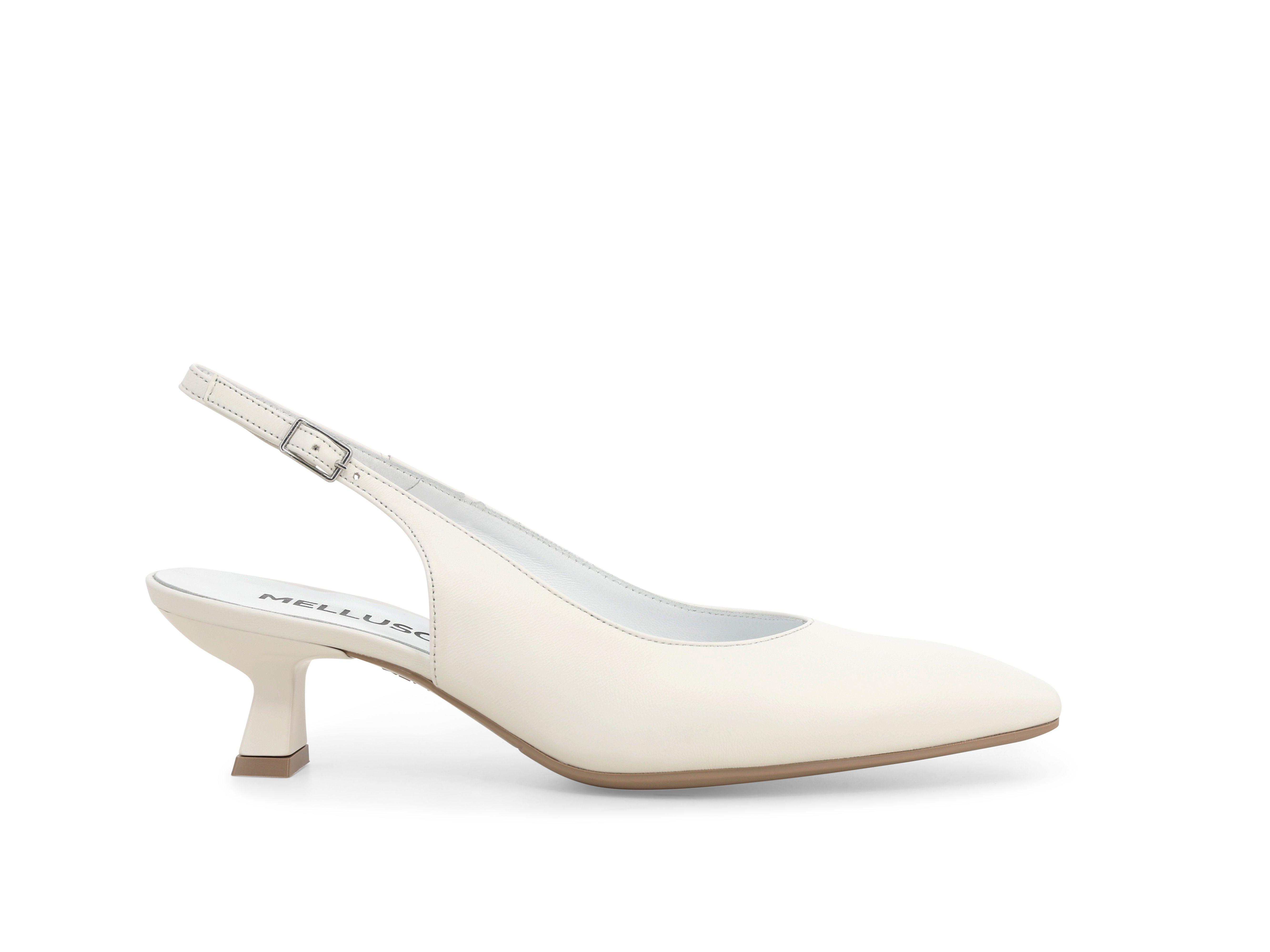 Décolleté donna slingback in pelle bianco d201 37.5
