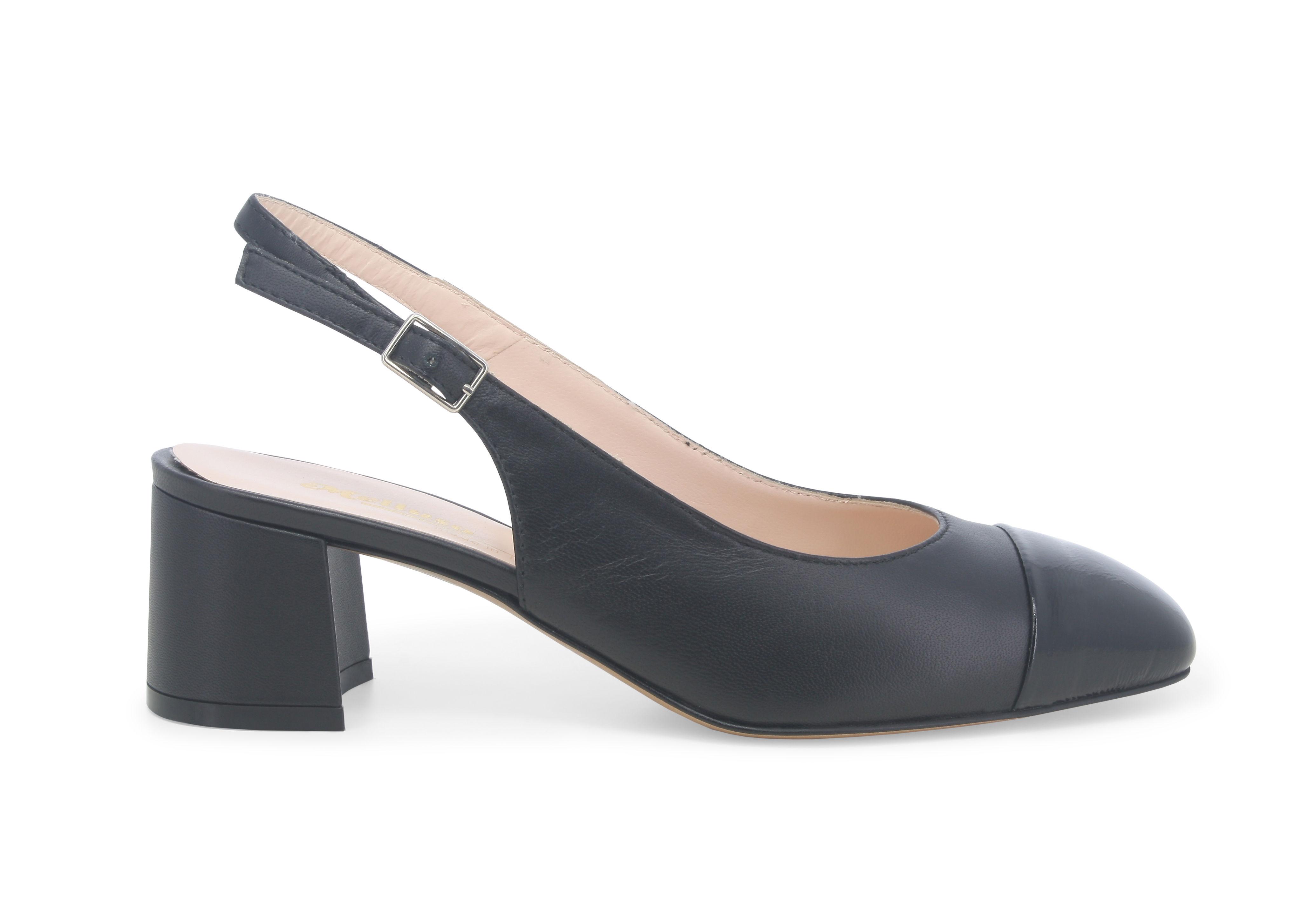 Décolleté slingback donna in pelle nero e1301q 36