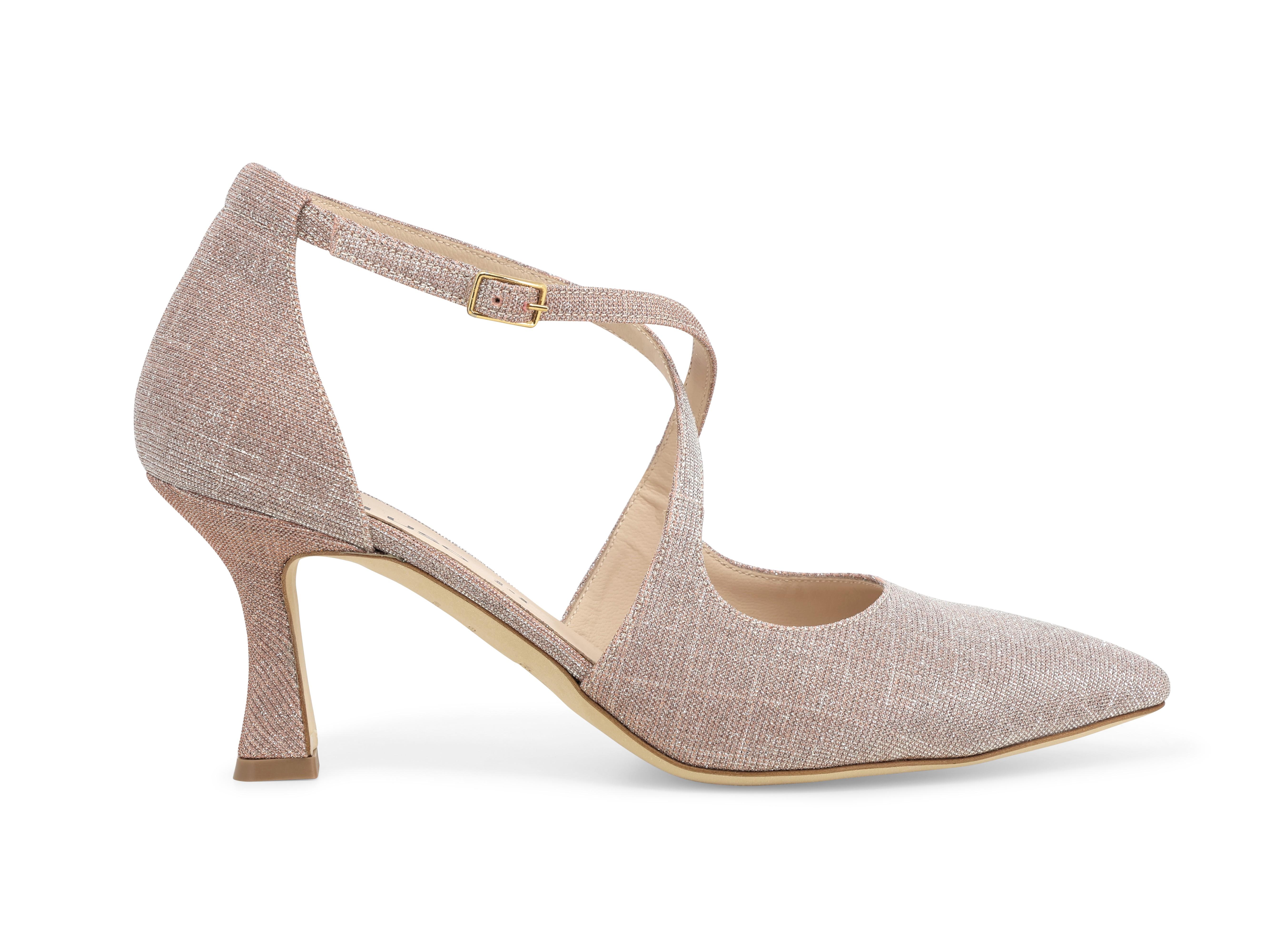 Décolleté donna cinturino incrociato in tessuto rosa e1631q 38.5