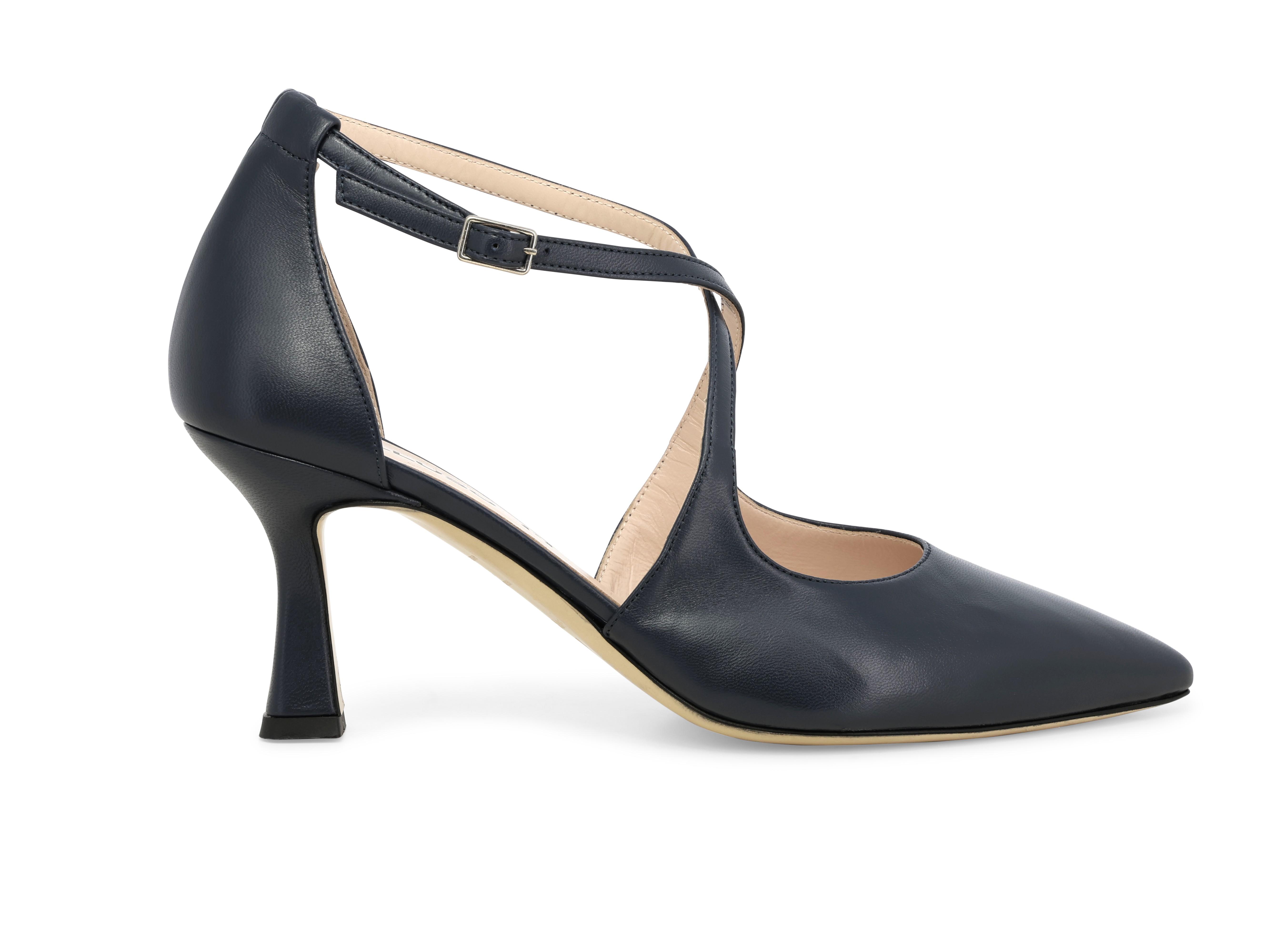 Décolleté donna cinturino incrociato in pelle blu abyss e1631q 38.5