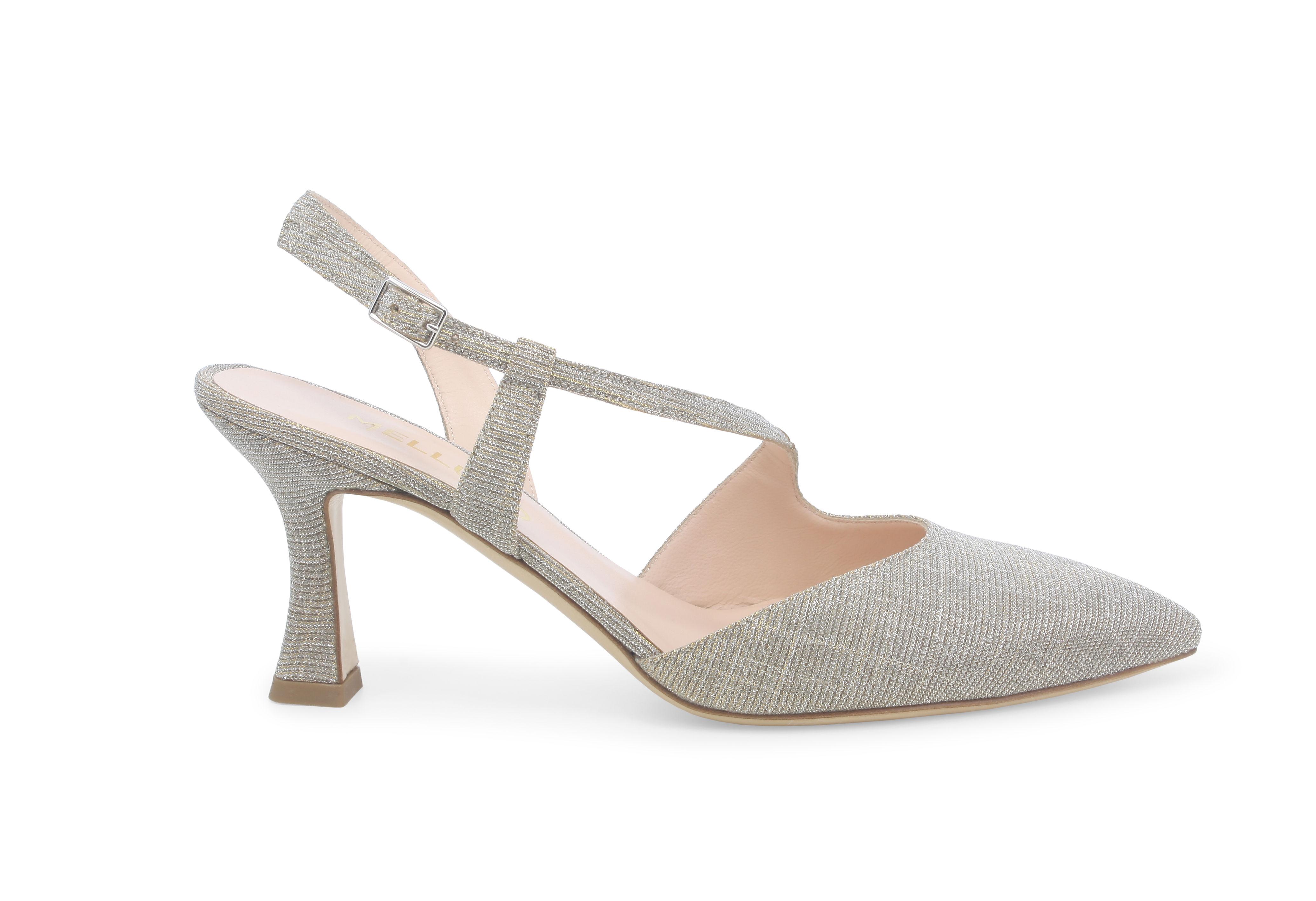 Décolleté donna slingback in tessuto galassia platino e1634q 35