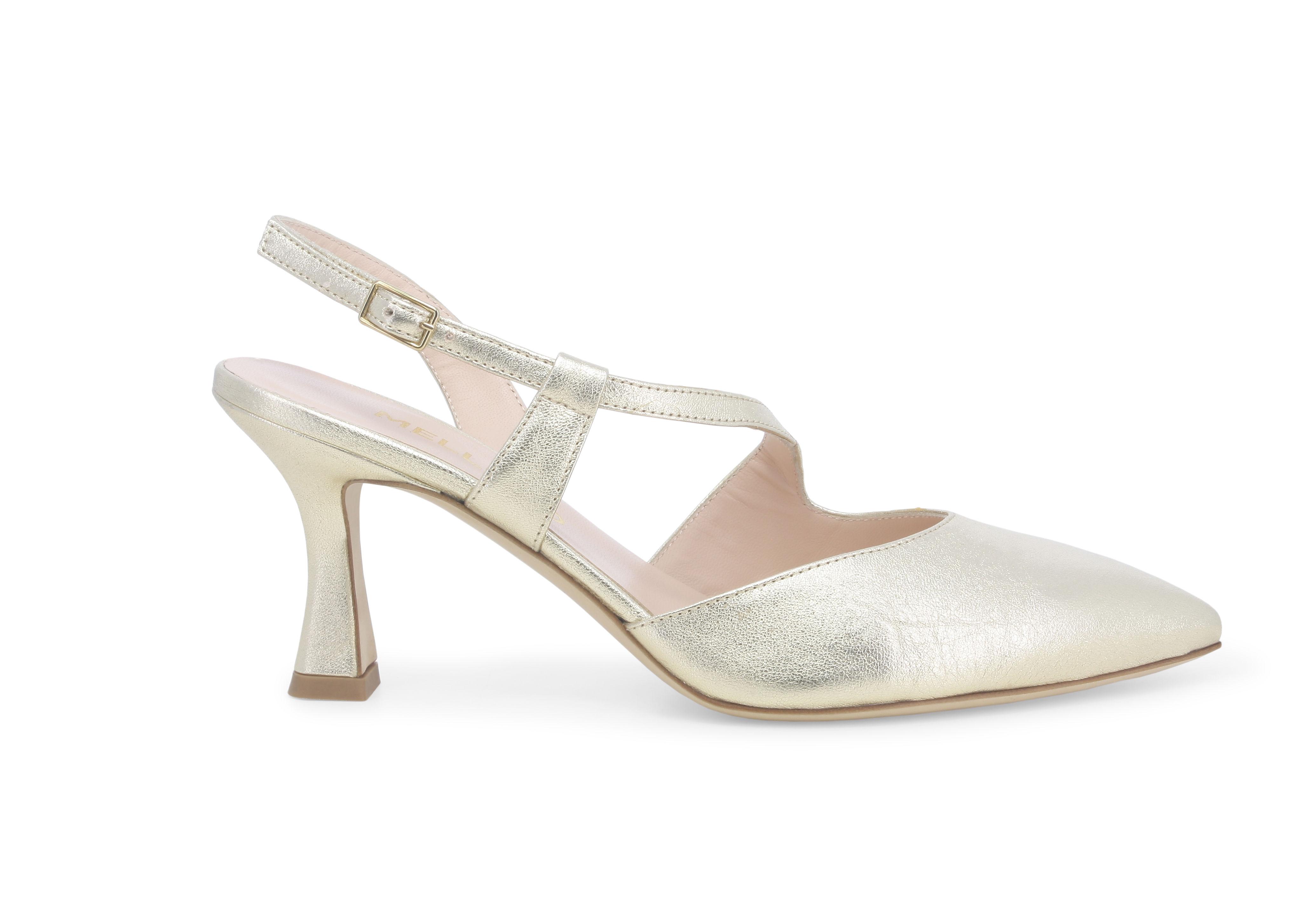 Décolleté donna slingback in pelle platino e1634q