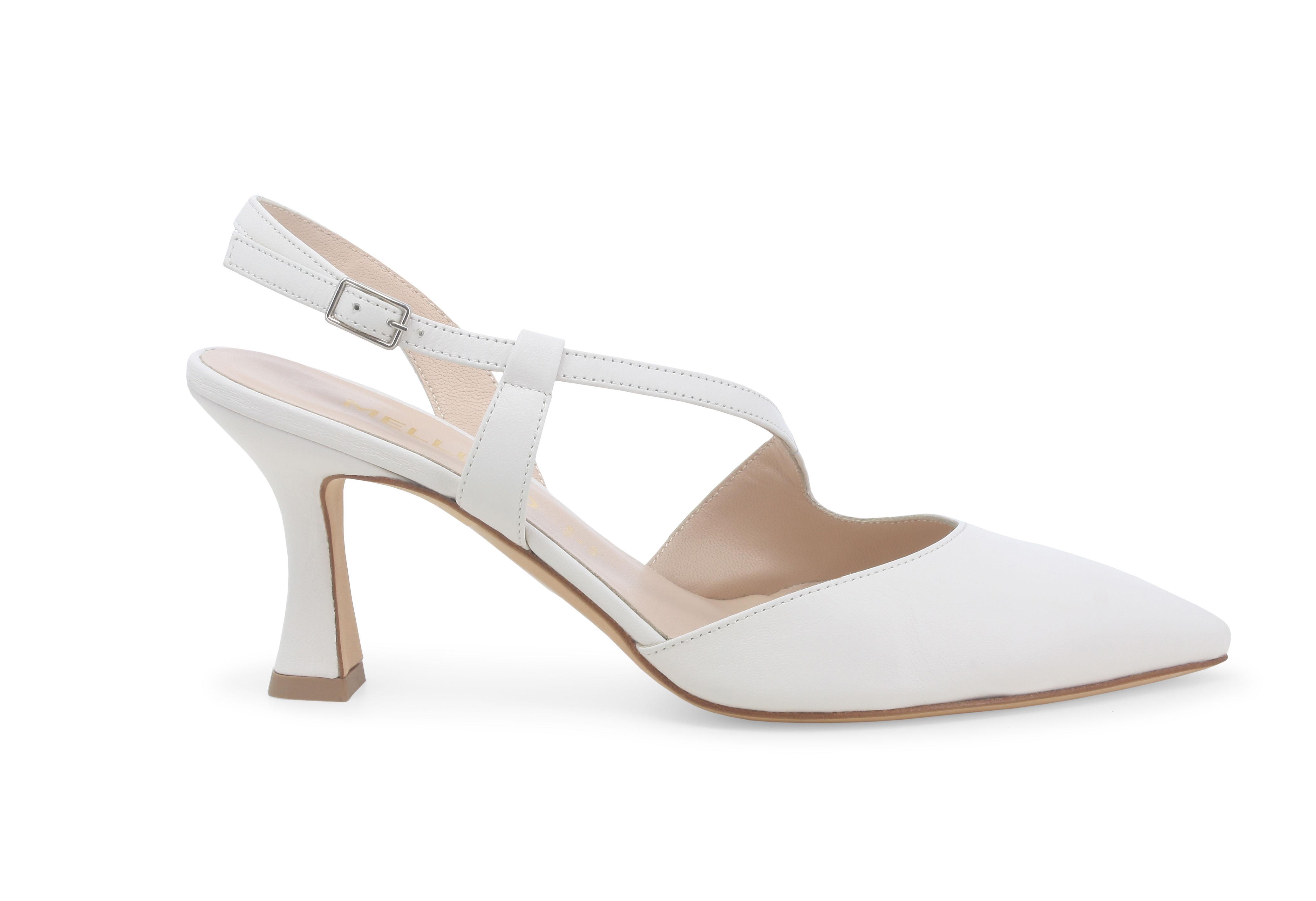 Décolleté donna slingback in pelle bianco e1634q 36