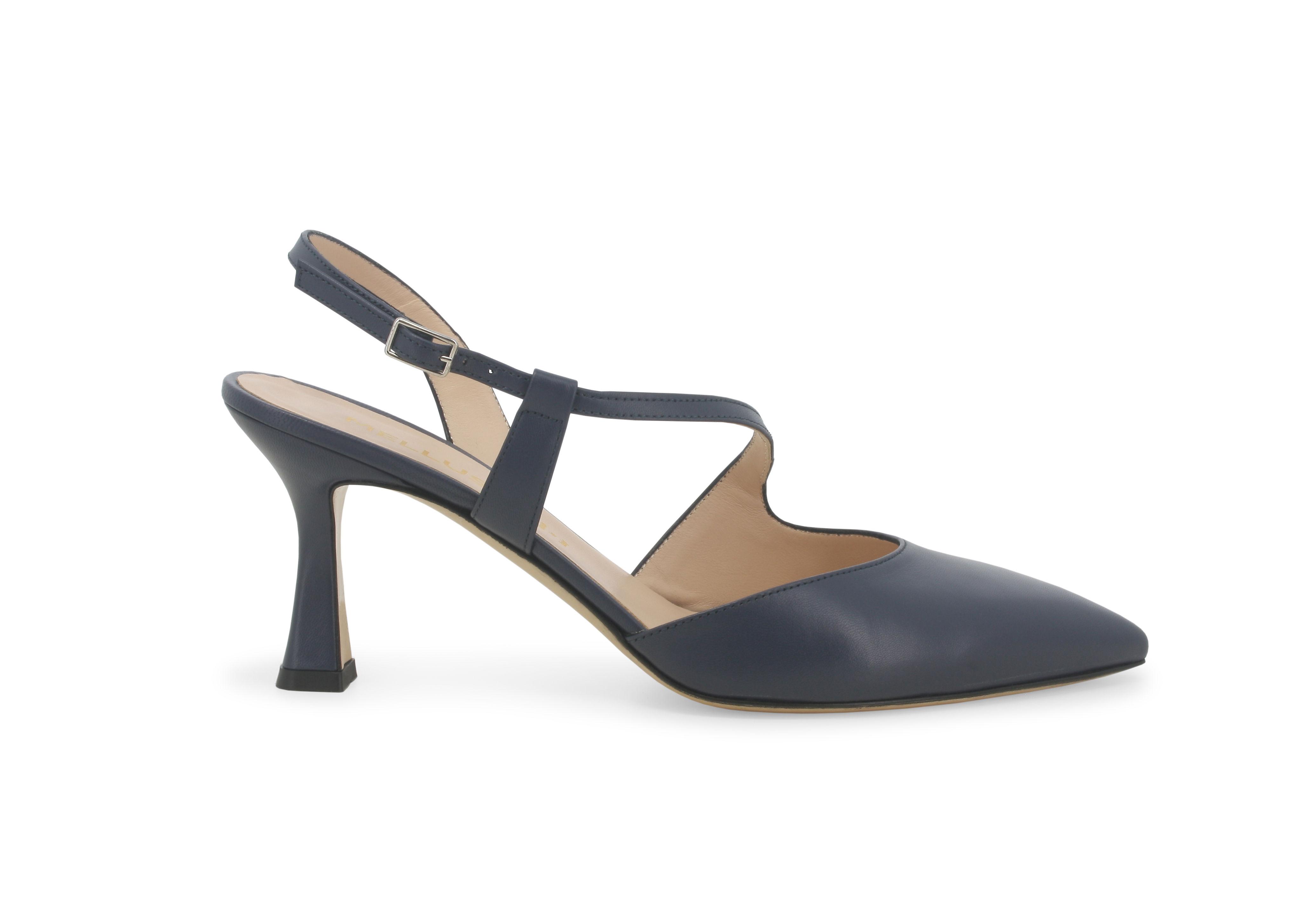 Décolleté donna slingback in pelle blu abyss e1634q 37