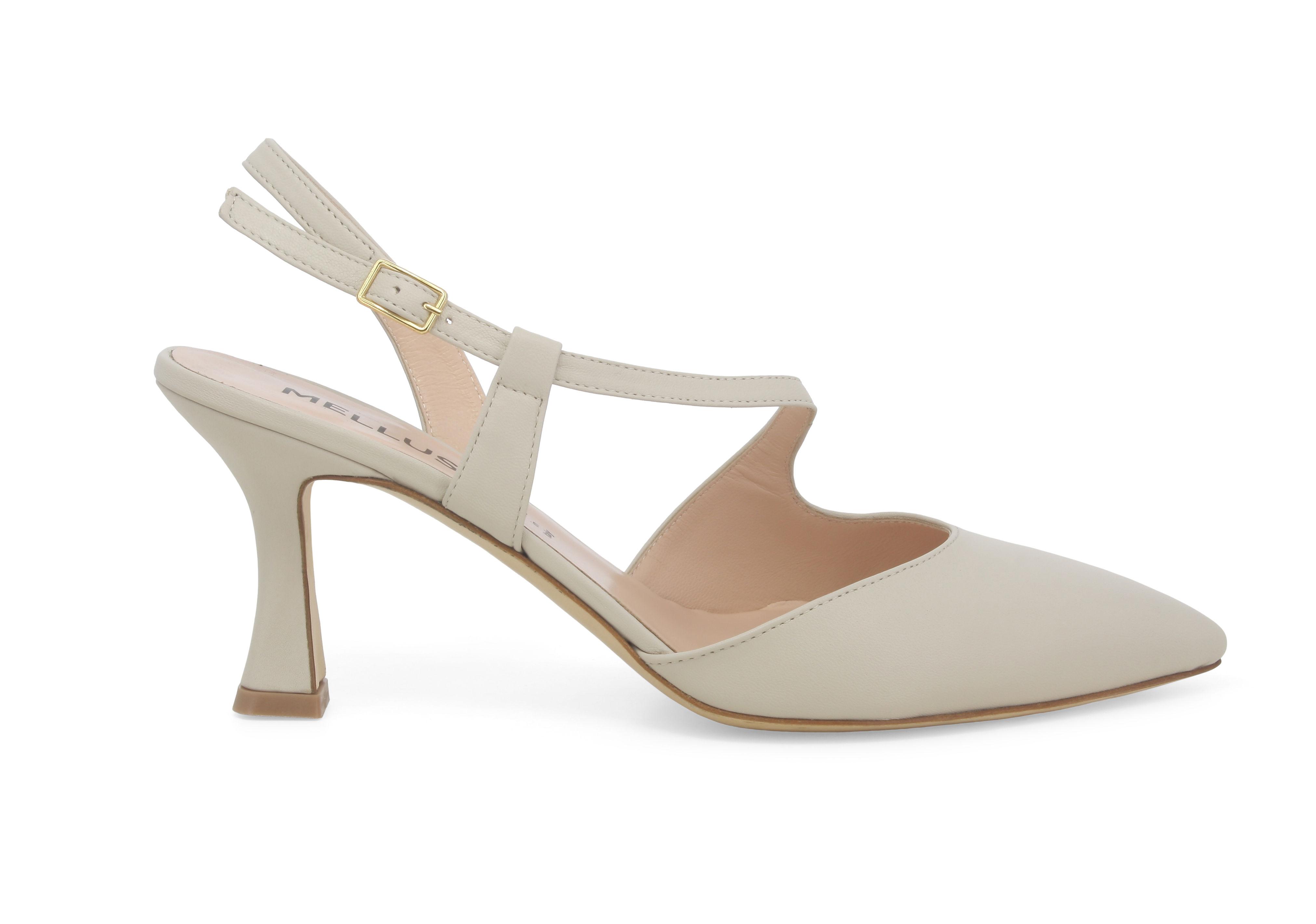 Décolleté donna slingback in pelle milk e1634q 37.5