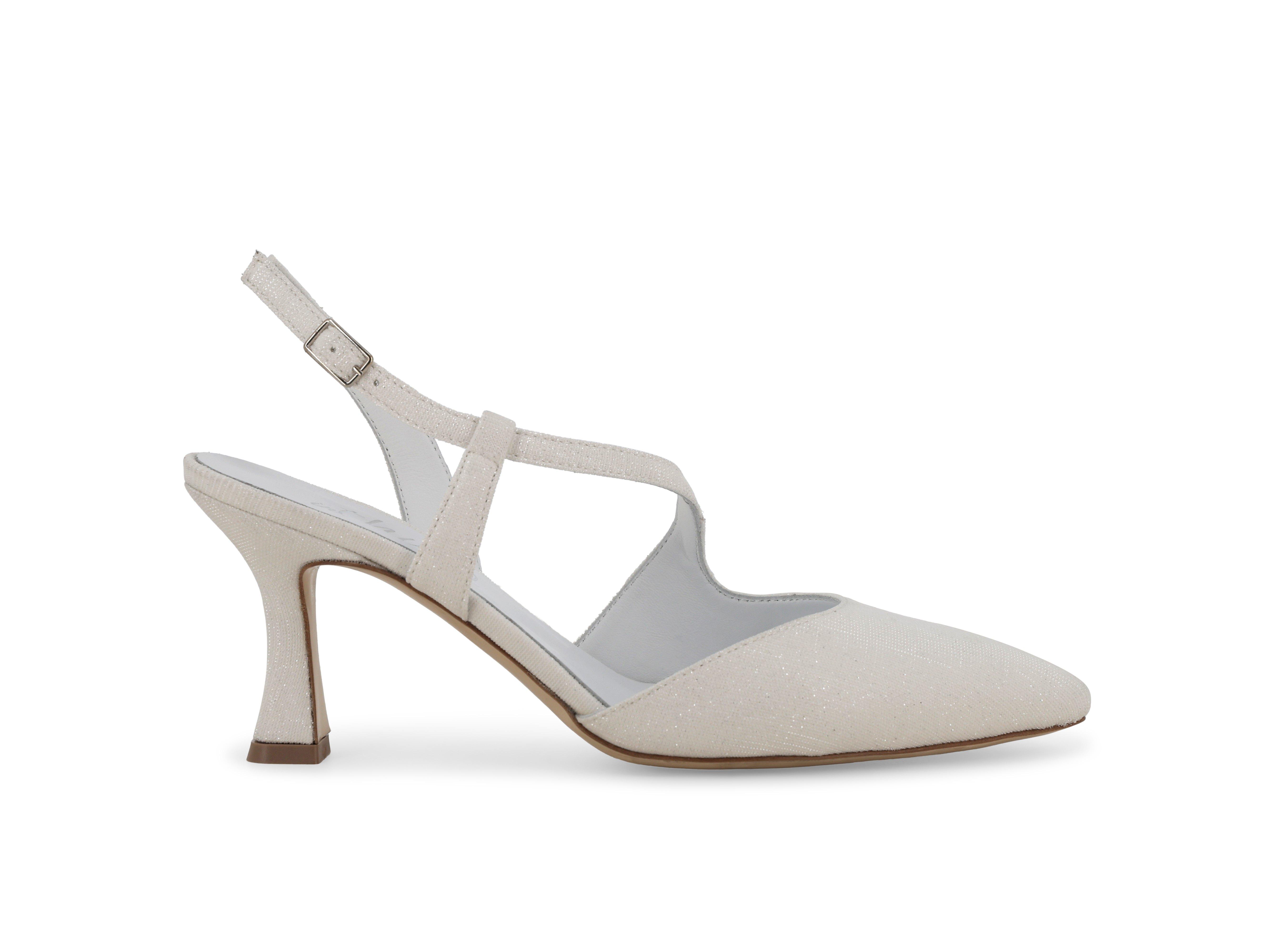 Décolleté donna slingback in tessuto galassia bianco e1634q