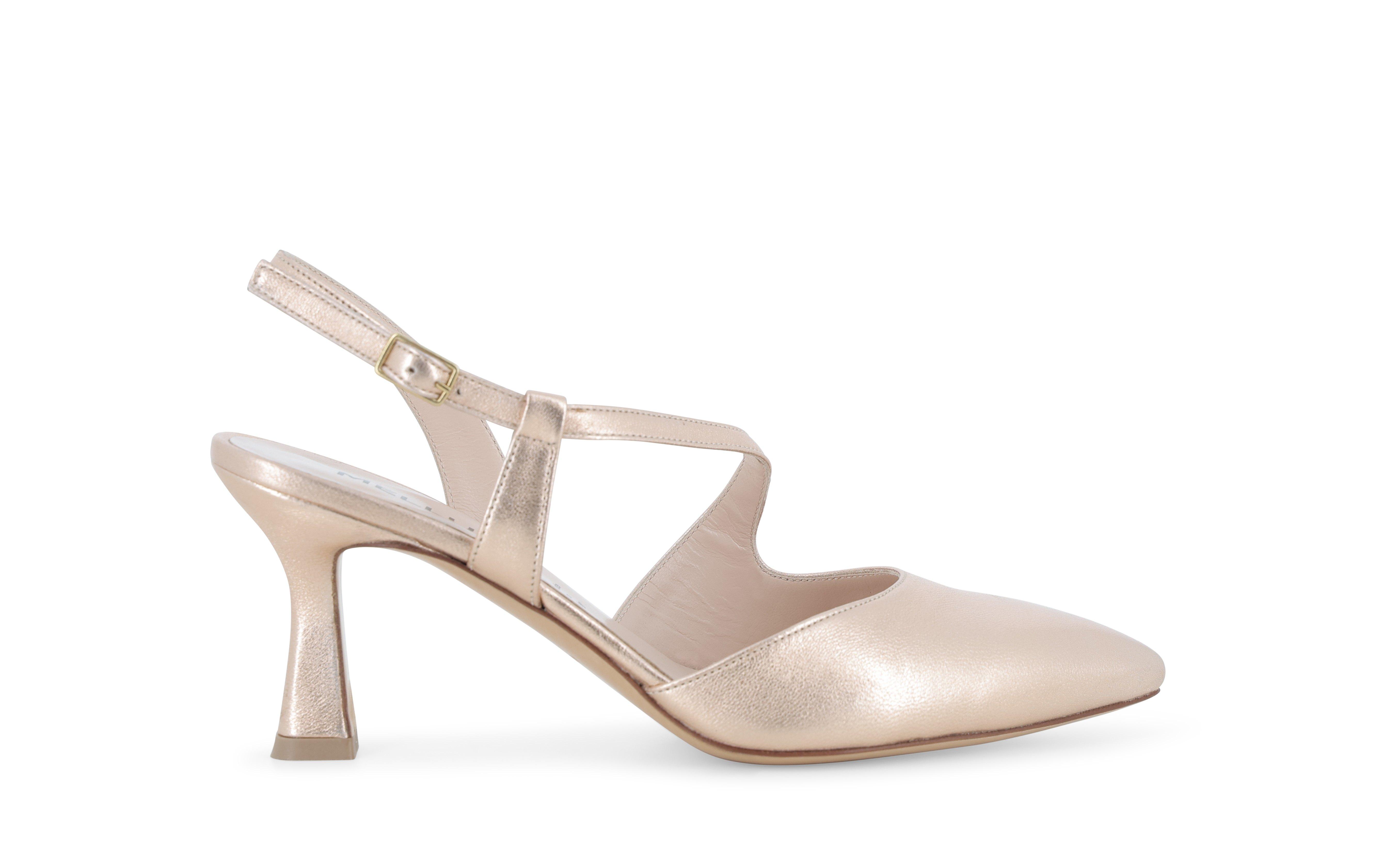 Décolleté asimmetrica in pelle color rosa champagne e1634q 41