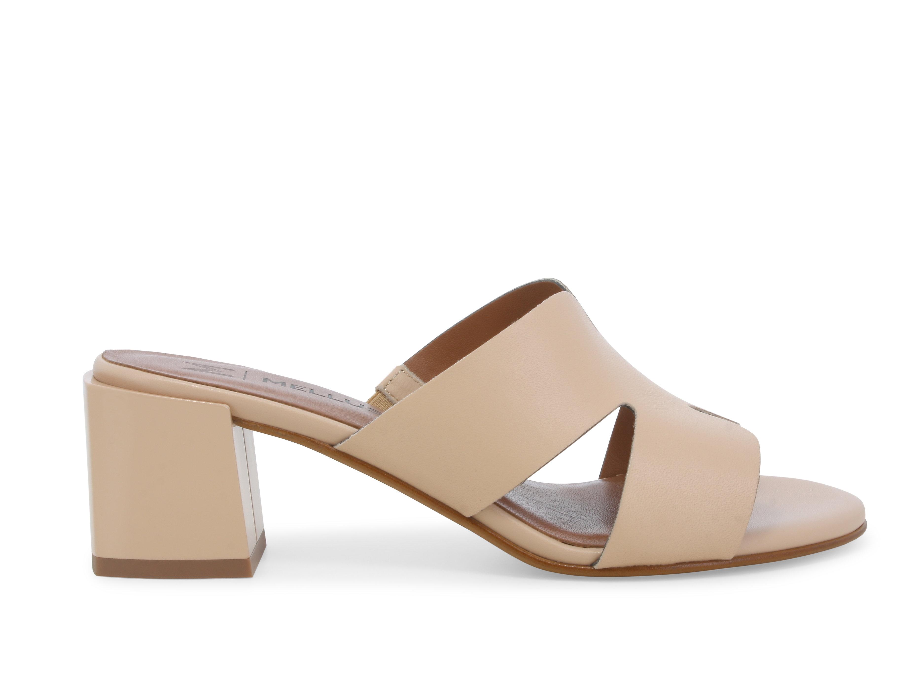 Sabot in pelle nude con tacco a blocco k35136q 39