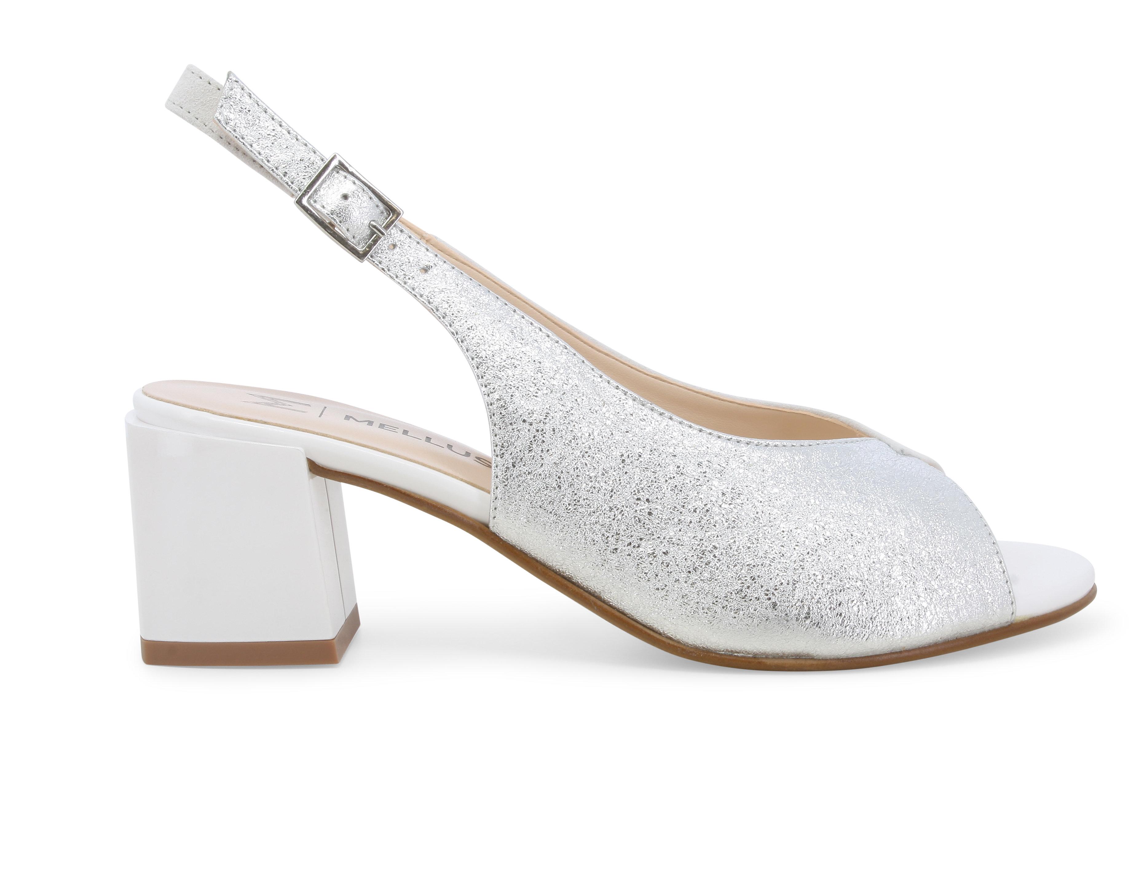 Sandalo metallizzato con tacco in vernice bianco k35165q 36