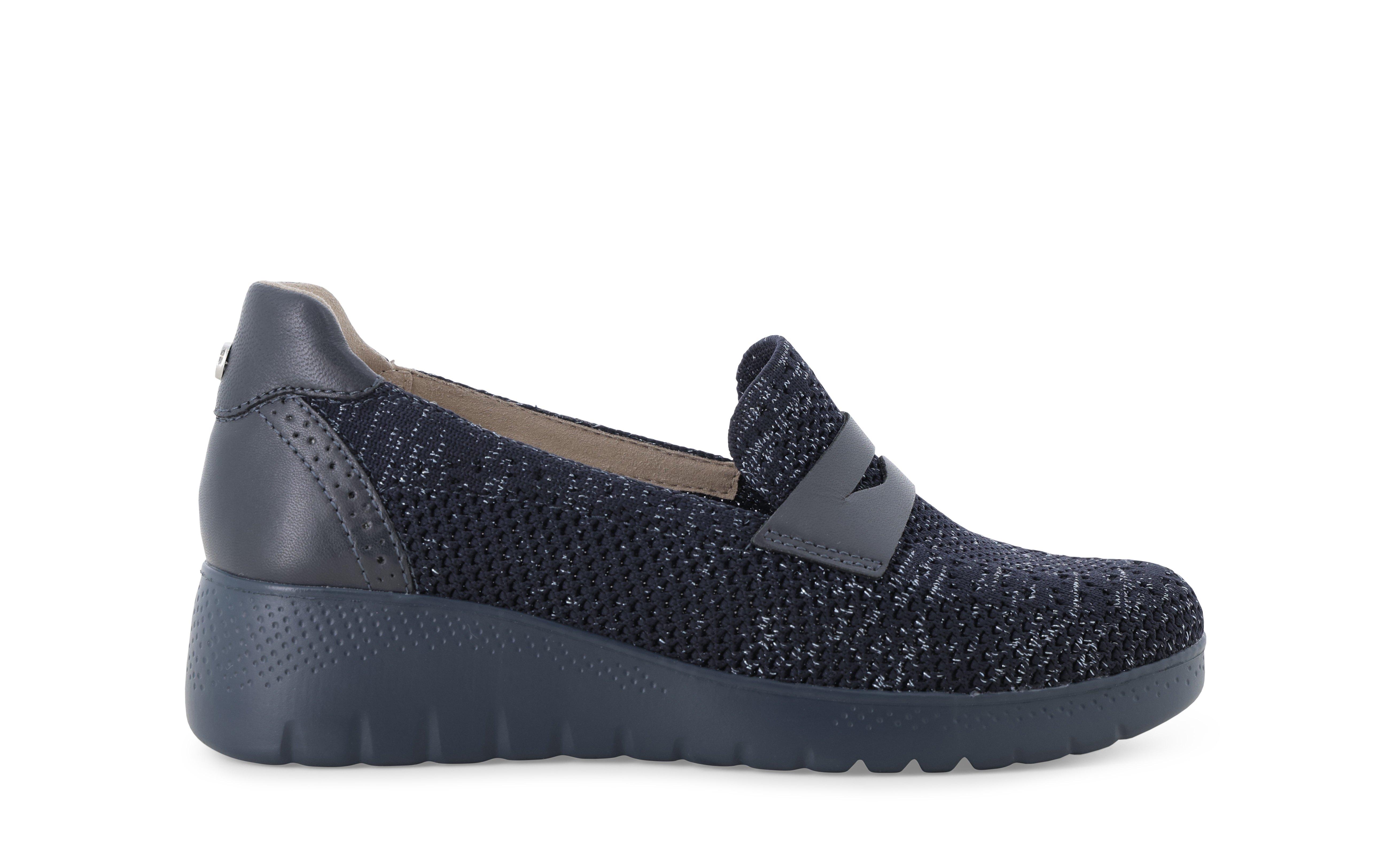 Mocassino zeppa in tessuto comodo blu k55478 35