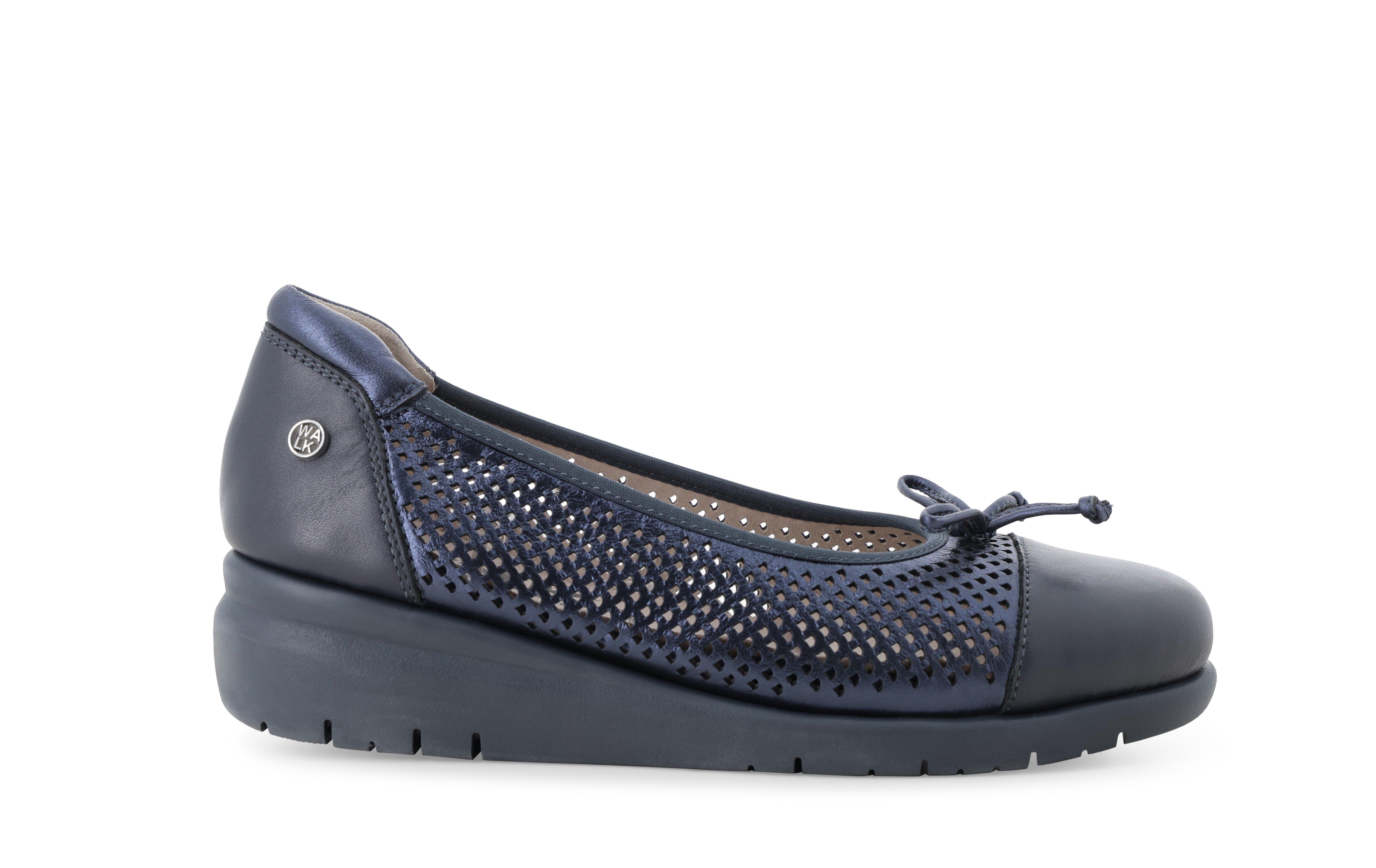 Décolleté donna comodo su zeppa in pelle blu notte k55485 36