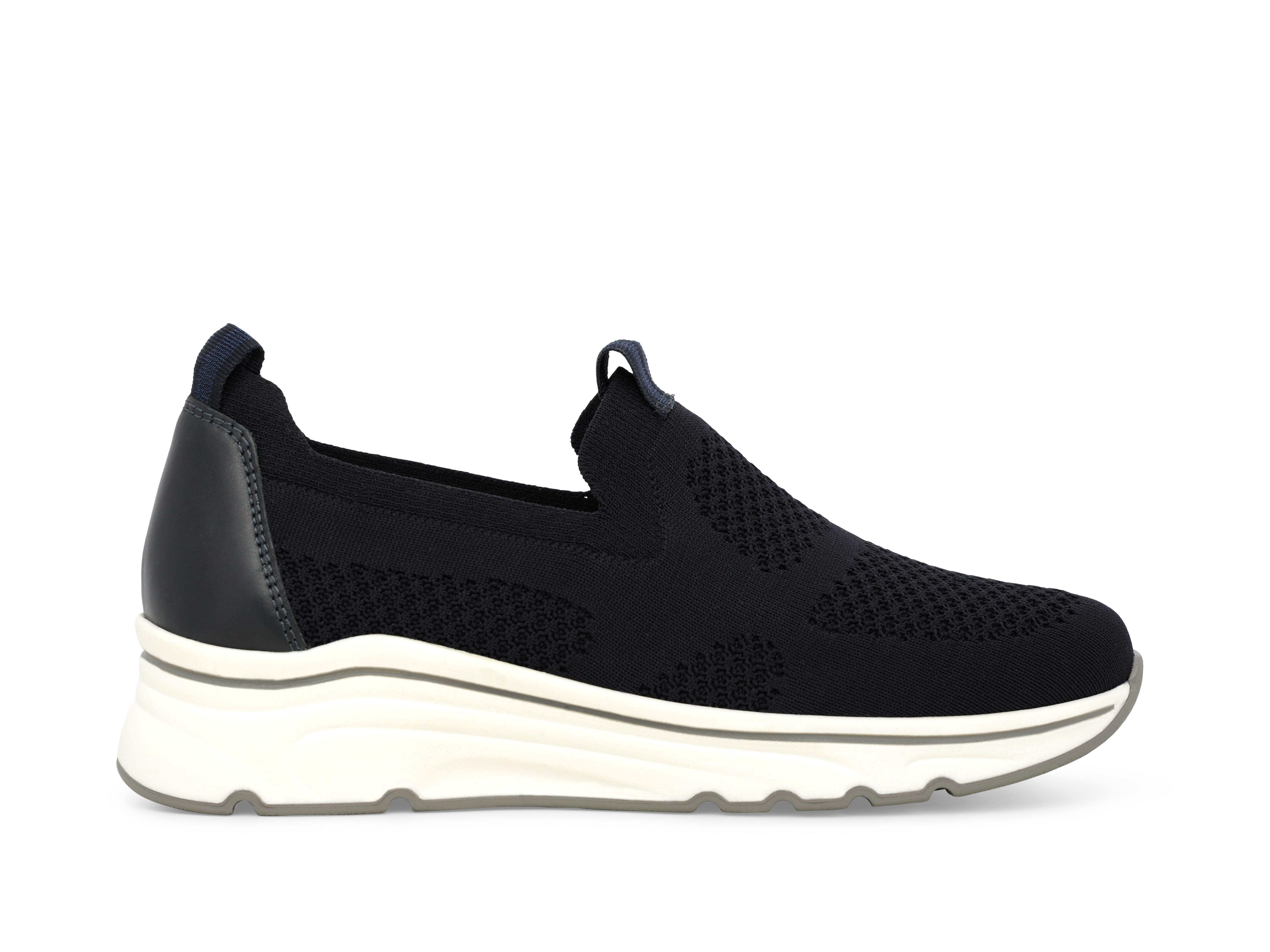 Sneaker slip-on in tessuto knit blu navy con suola platform k55711bk 38