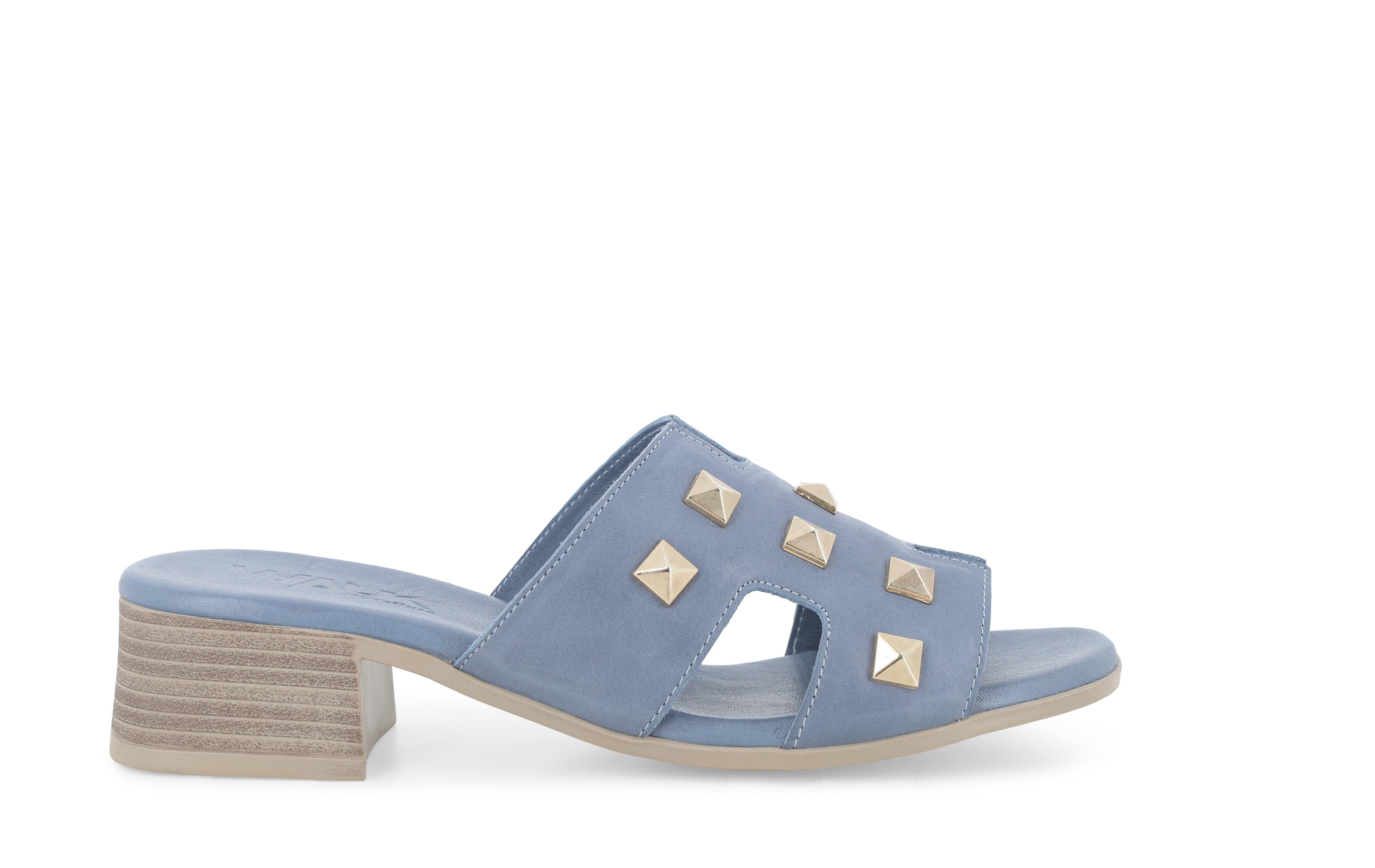 Ciabatta donna in pelle blu denim k56018q 35
