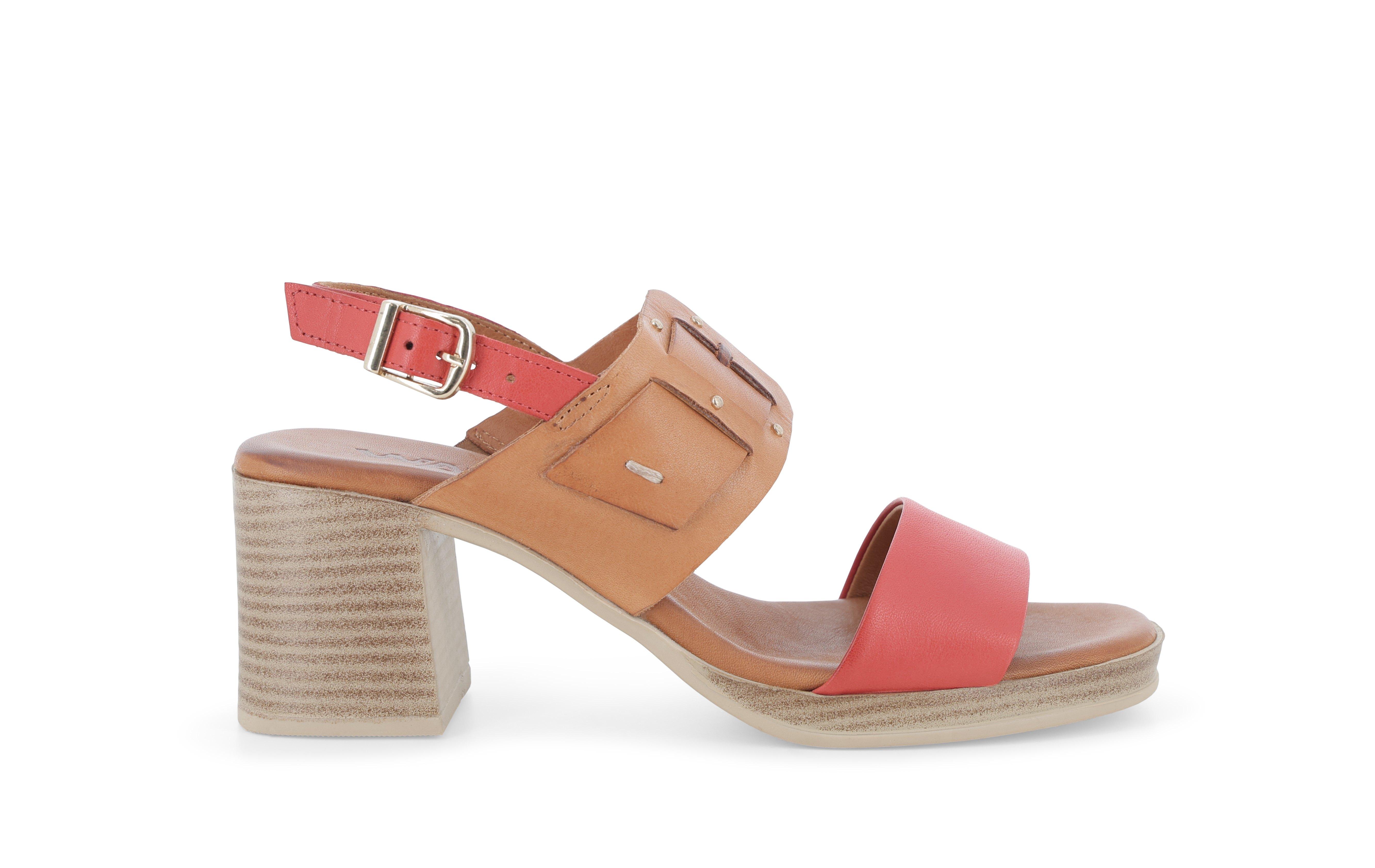 Sandalo donna in pelle multi cuoio e rosso k56148 35
