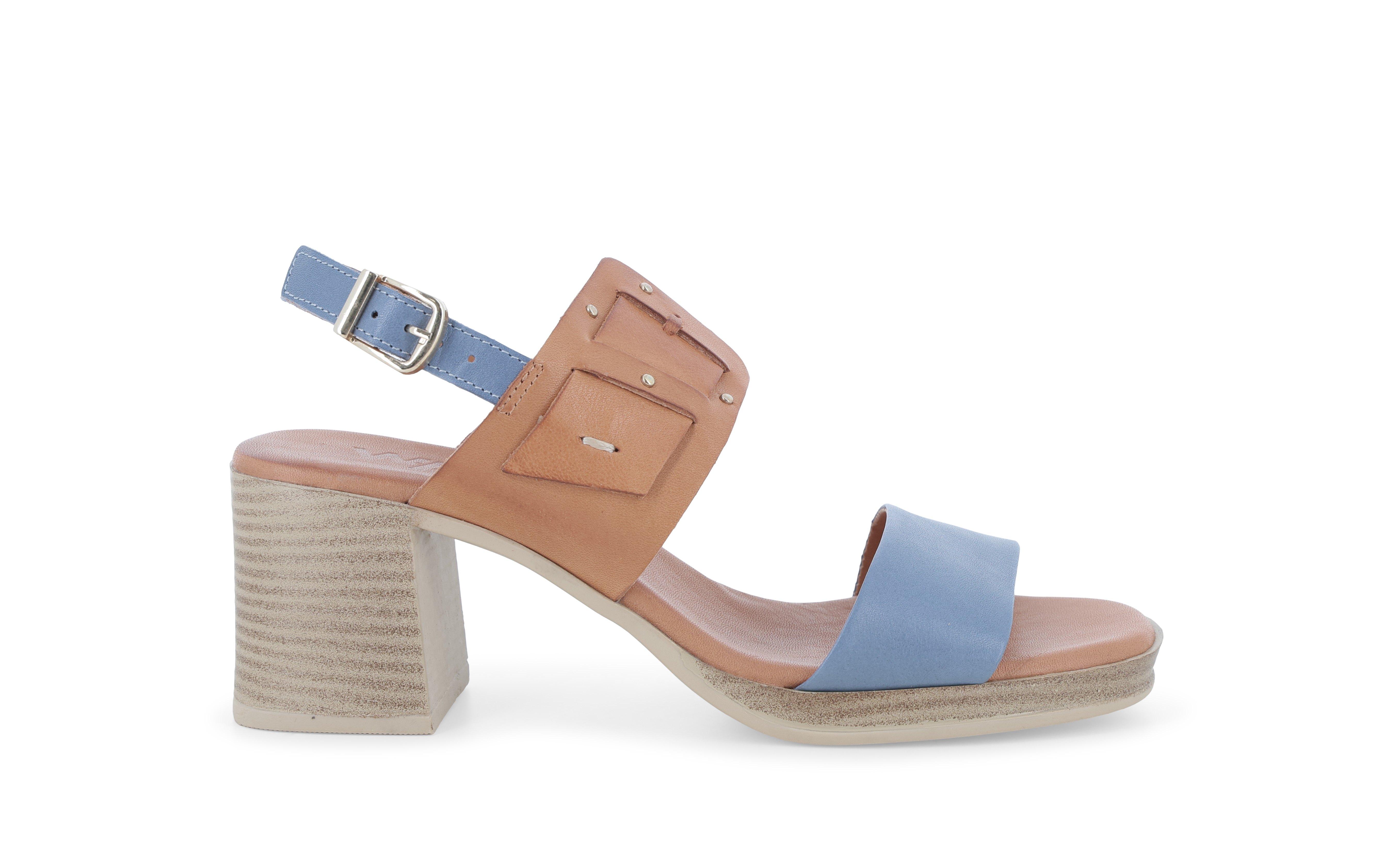 Sandalo donna in pelle multi cuoio e jeans k56148 38
