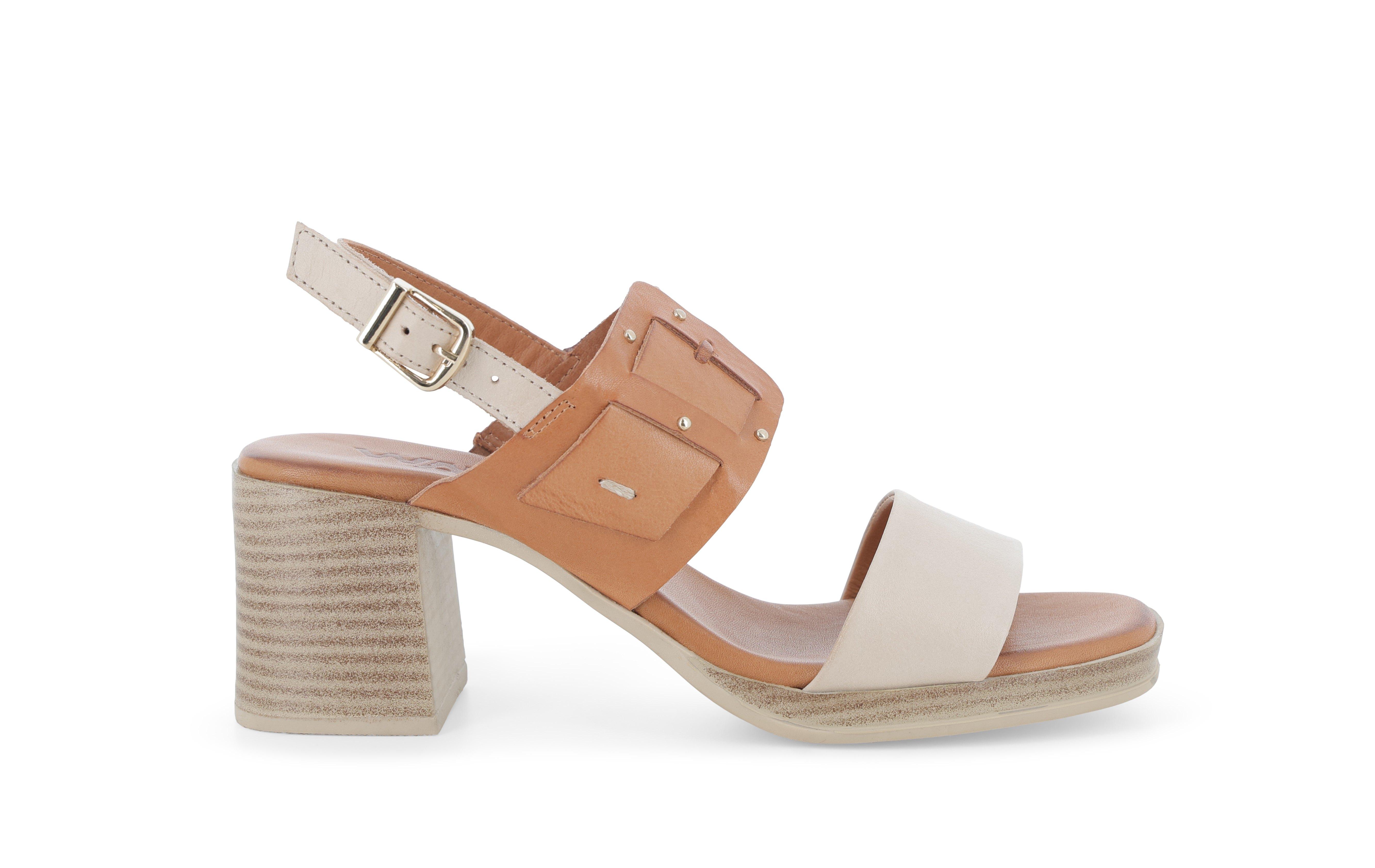 Sandalo donna in pelle multi cuoio e bianco k56148 41