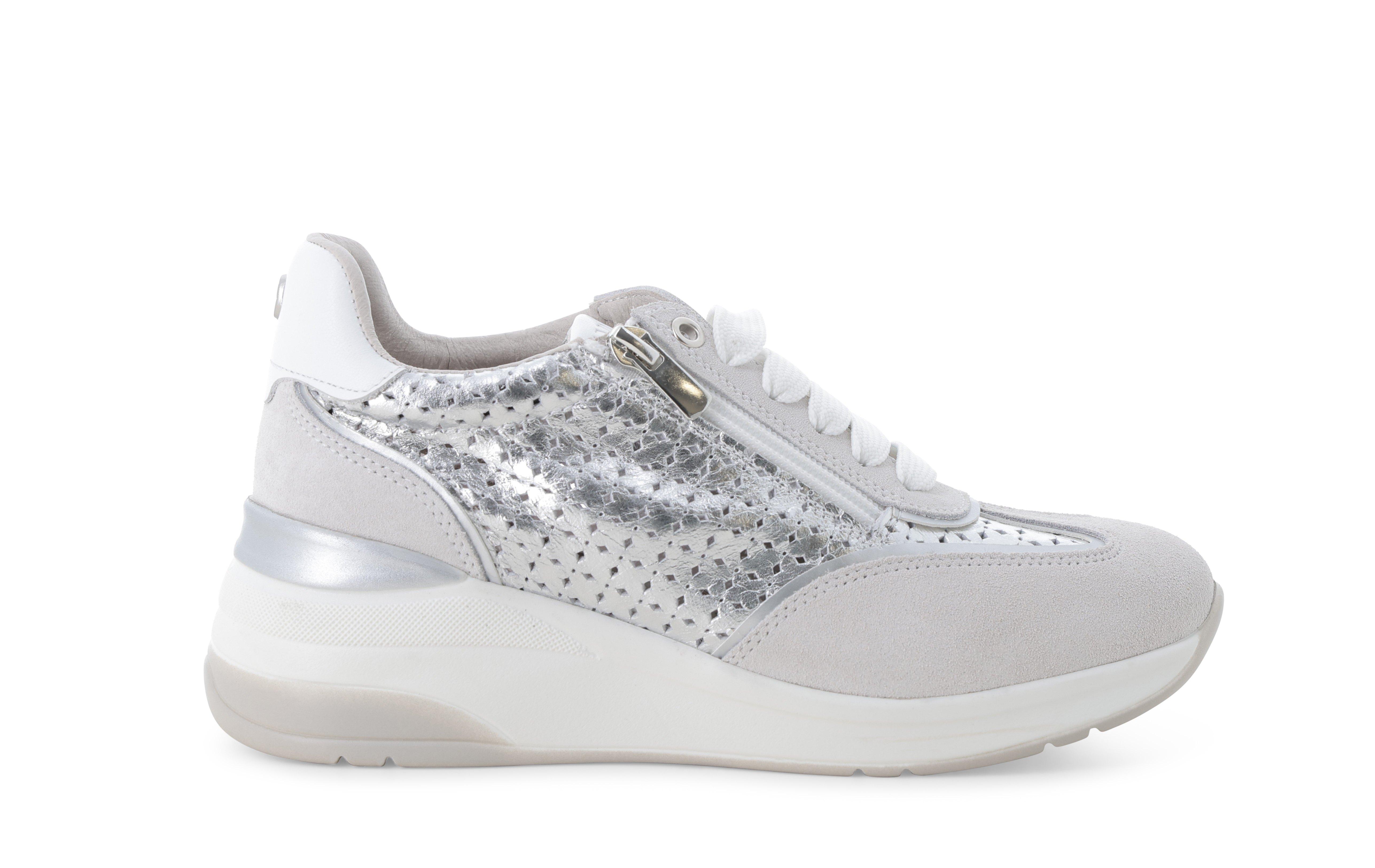 Sneakers walk grigio traforata con lacci e zip k56231 35