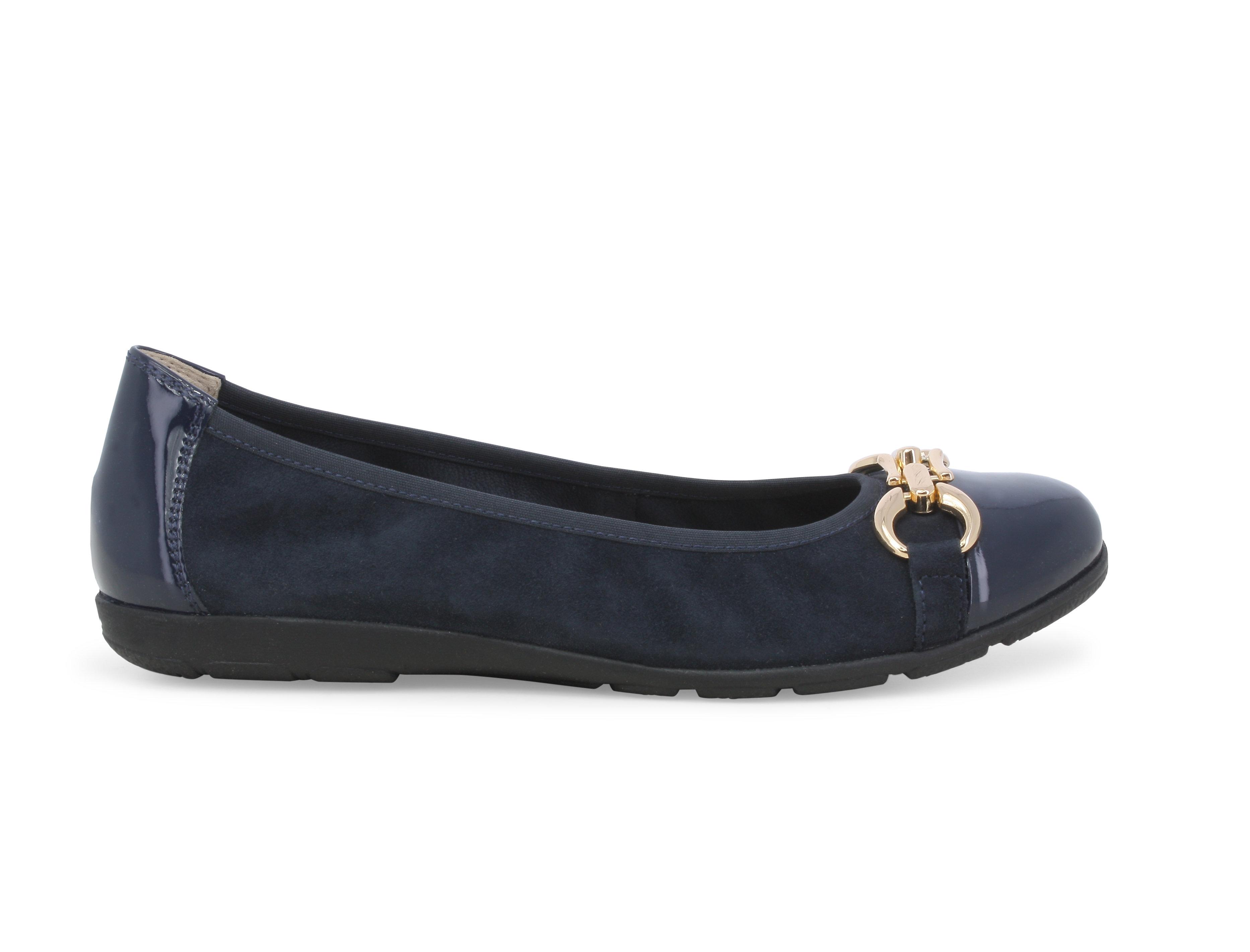 Ballerina blu navy in camoscio e vernice con morsetto k60100bk 36