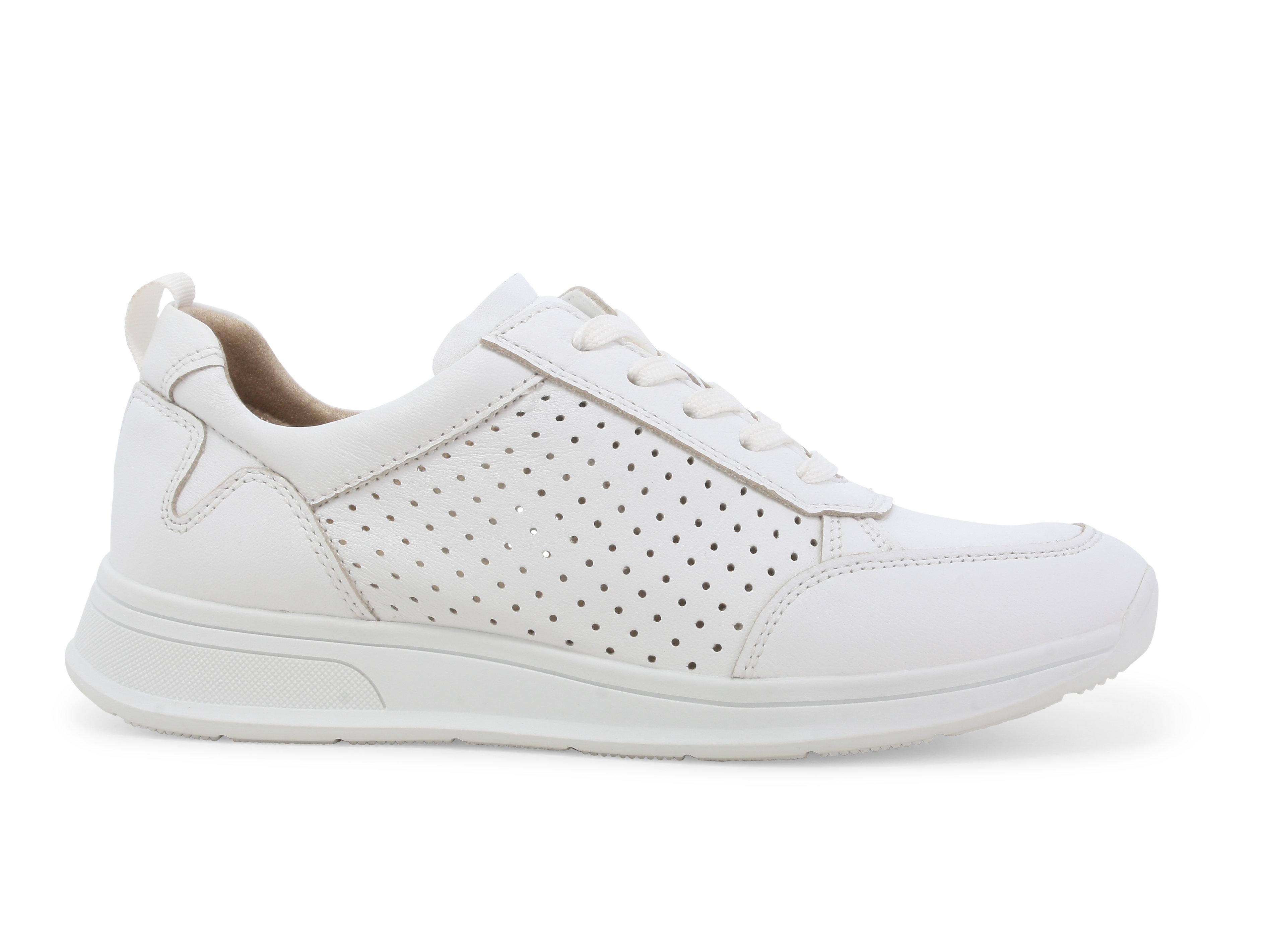 Sneakers bianca in pelle traforata con zeppa comoda k60108bk