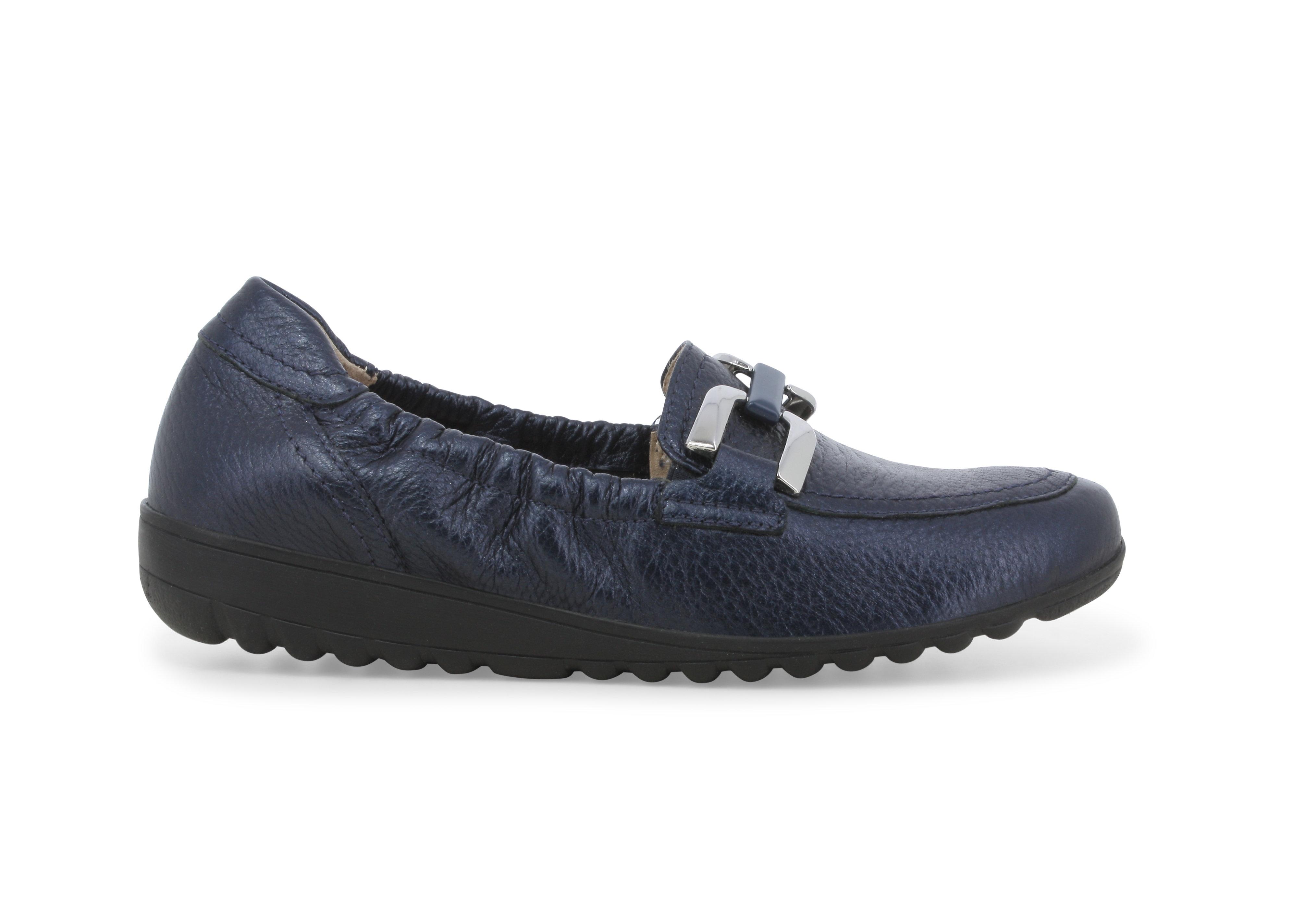 Mocassino morbido in pelle blu navy con fibbia k60109bk