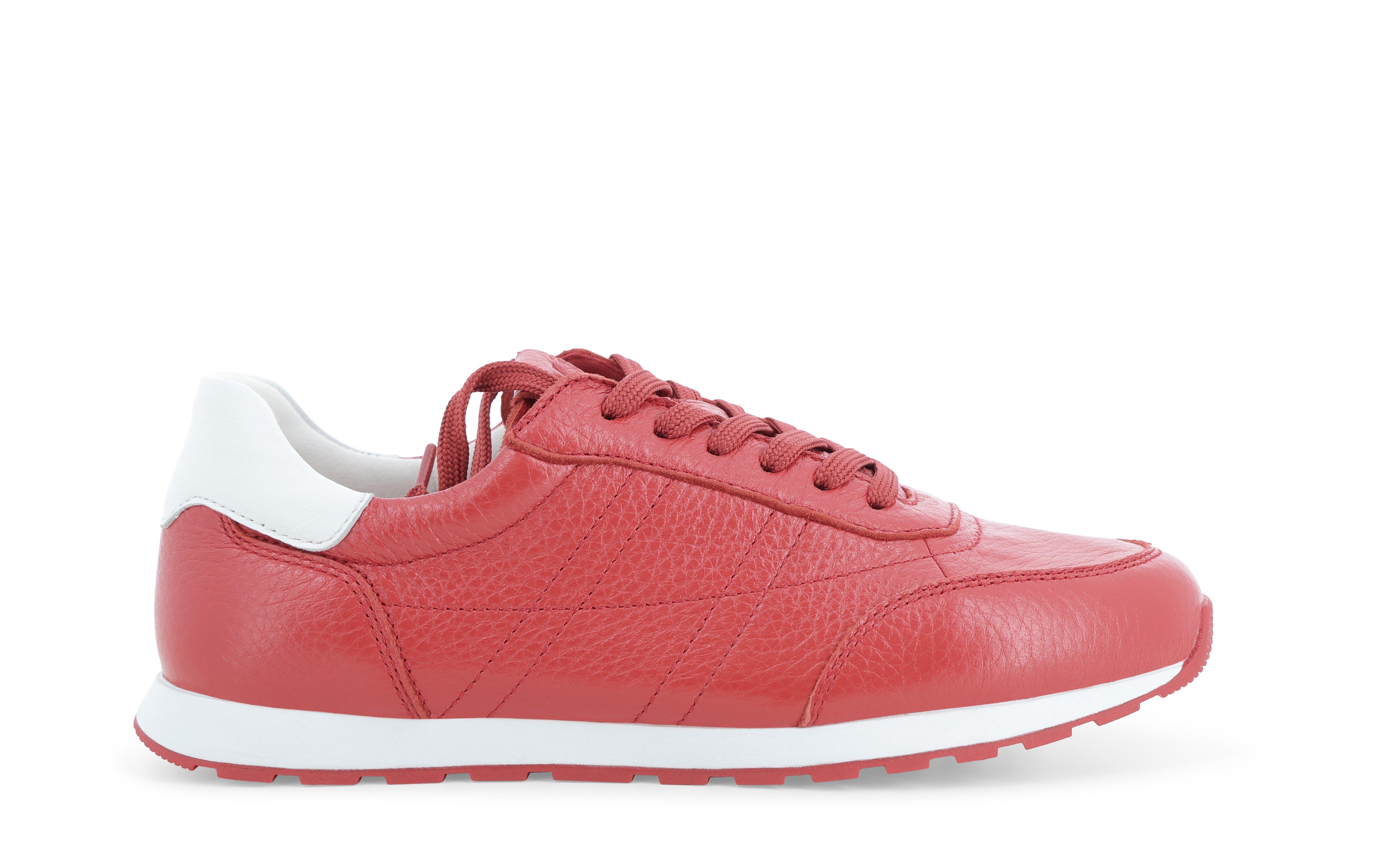 Sneaker in pelle rossa con tallone a contrasto k60111bk 38