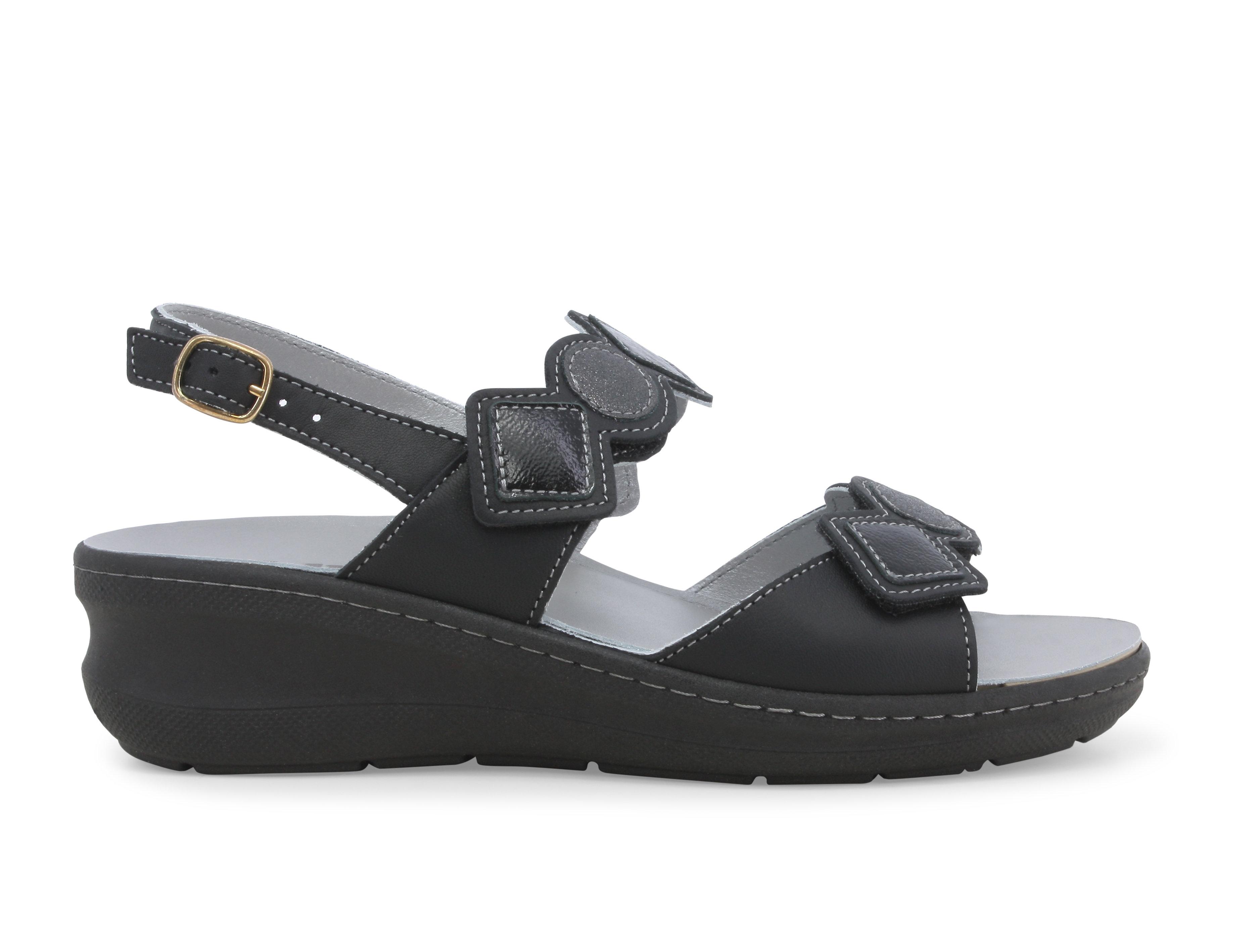 Sandalo donna comodo in similpelle nero k95232q 37
