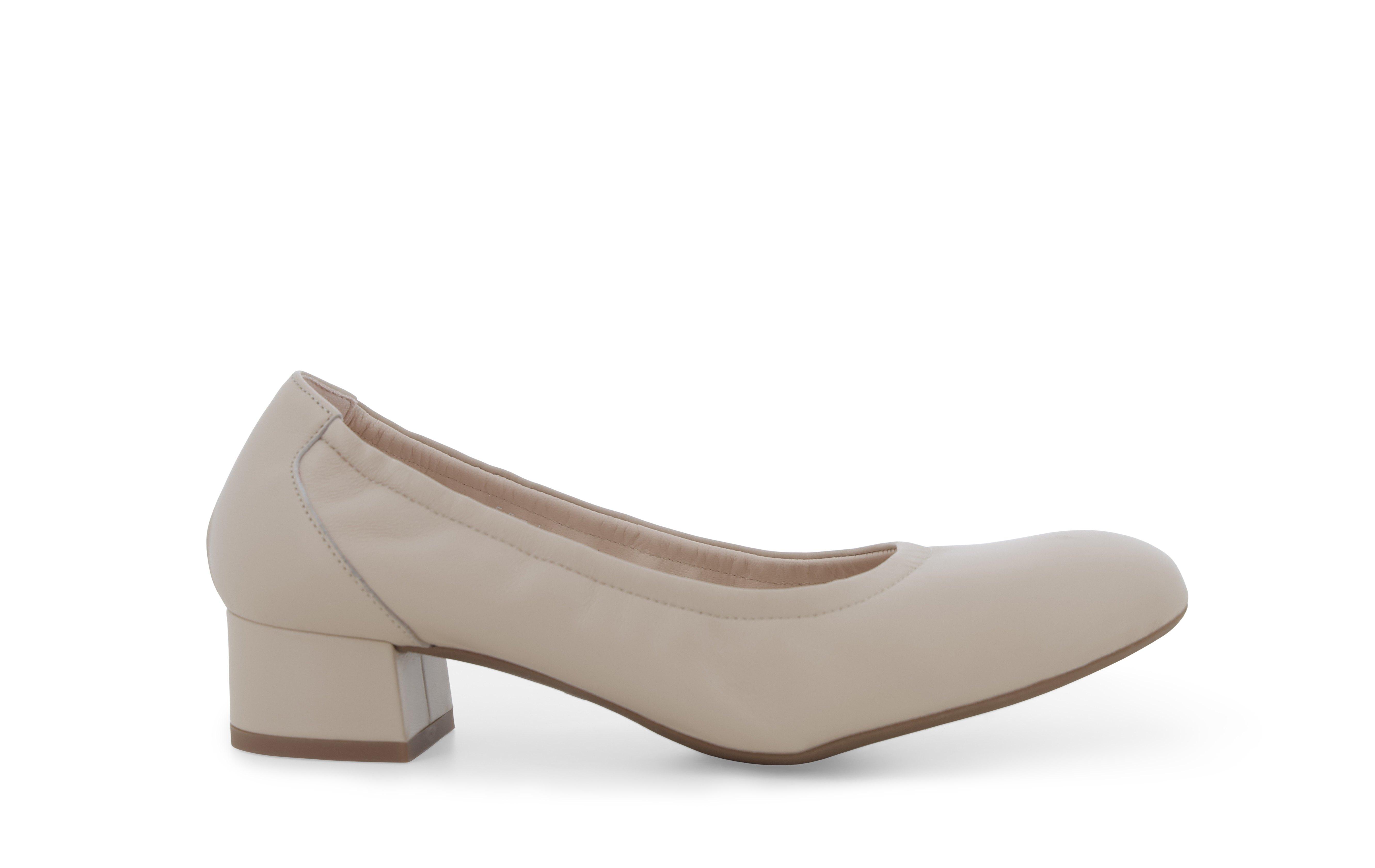 Décolleté comfort in pelle beige con tacco basso n410q 40