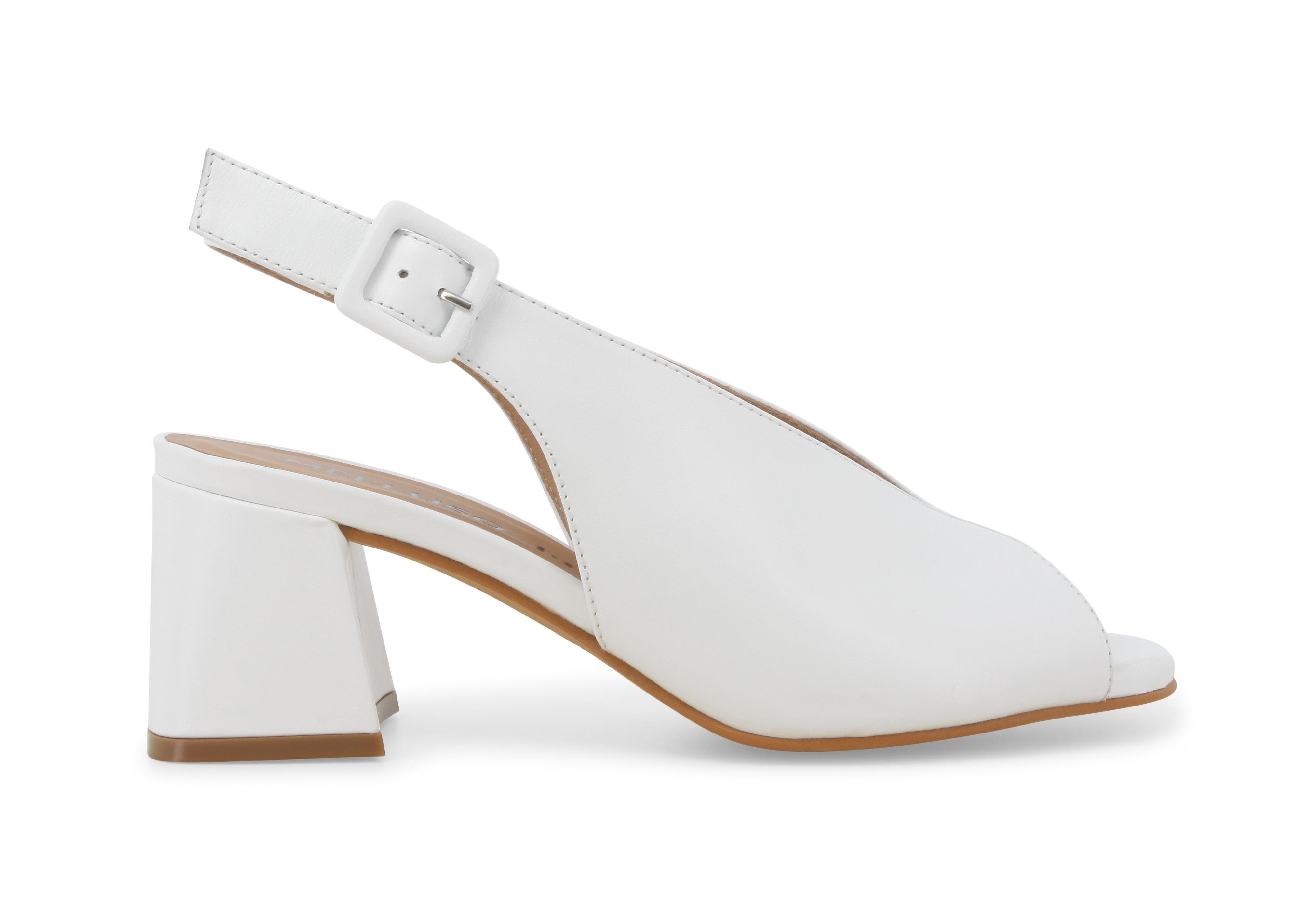 Sandalo in pelle bianco con tacco a blocco n622q 38.5
