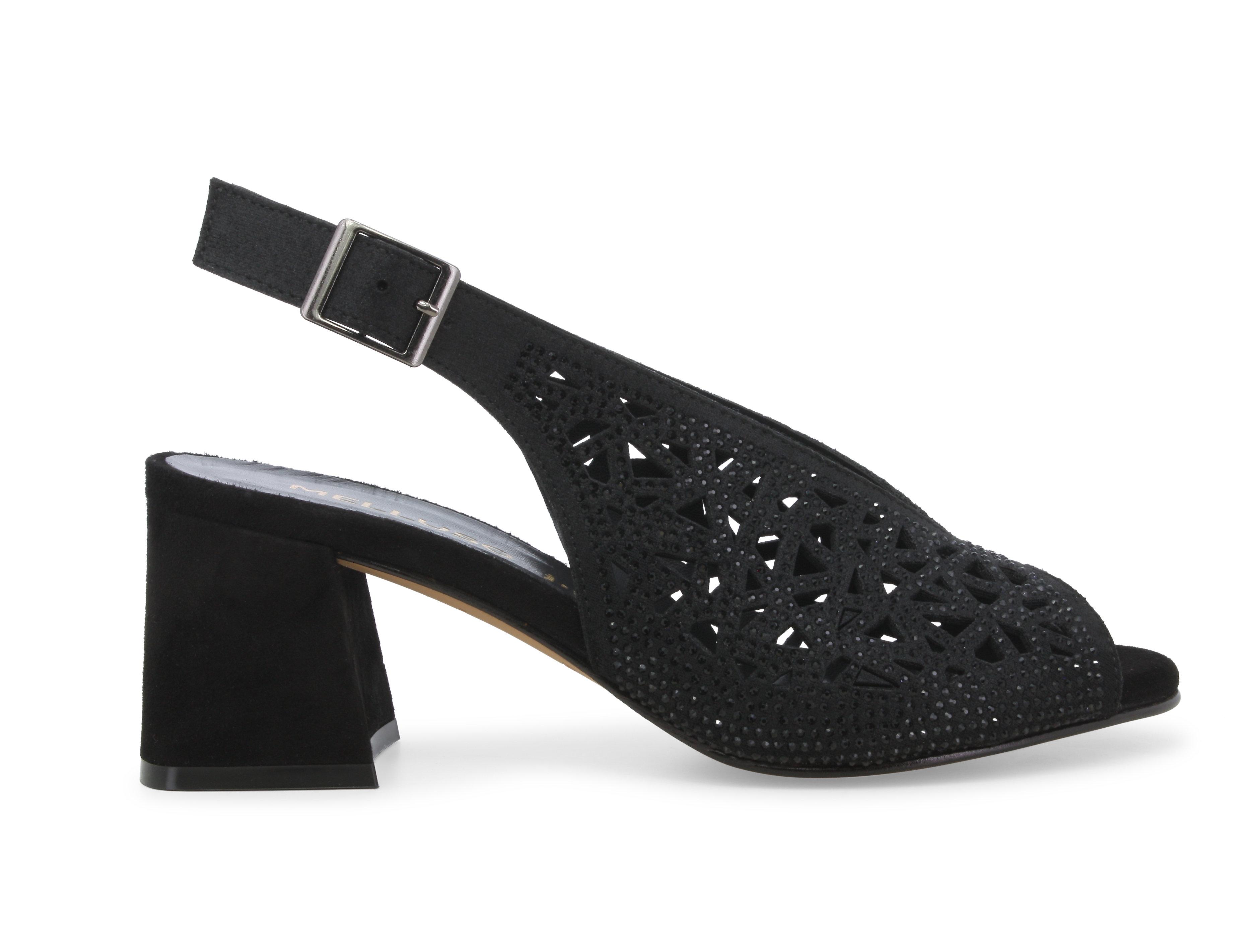 Sandalo gioiello traforato in camoscio nero n653q 38.5