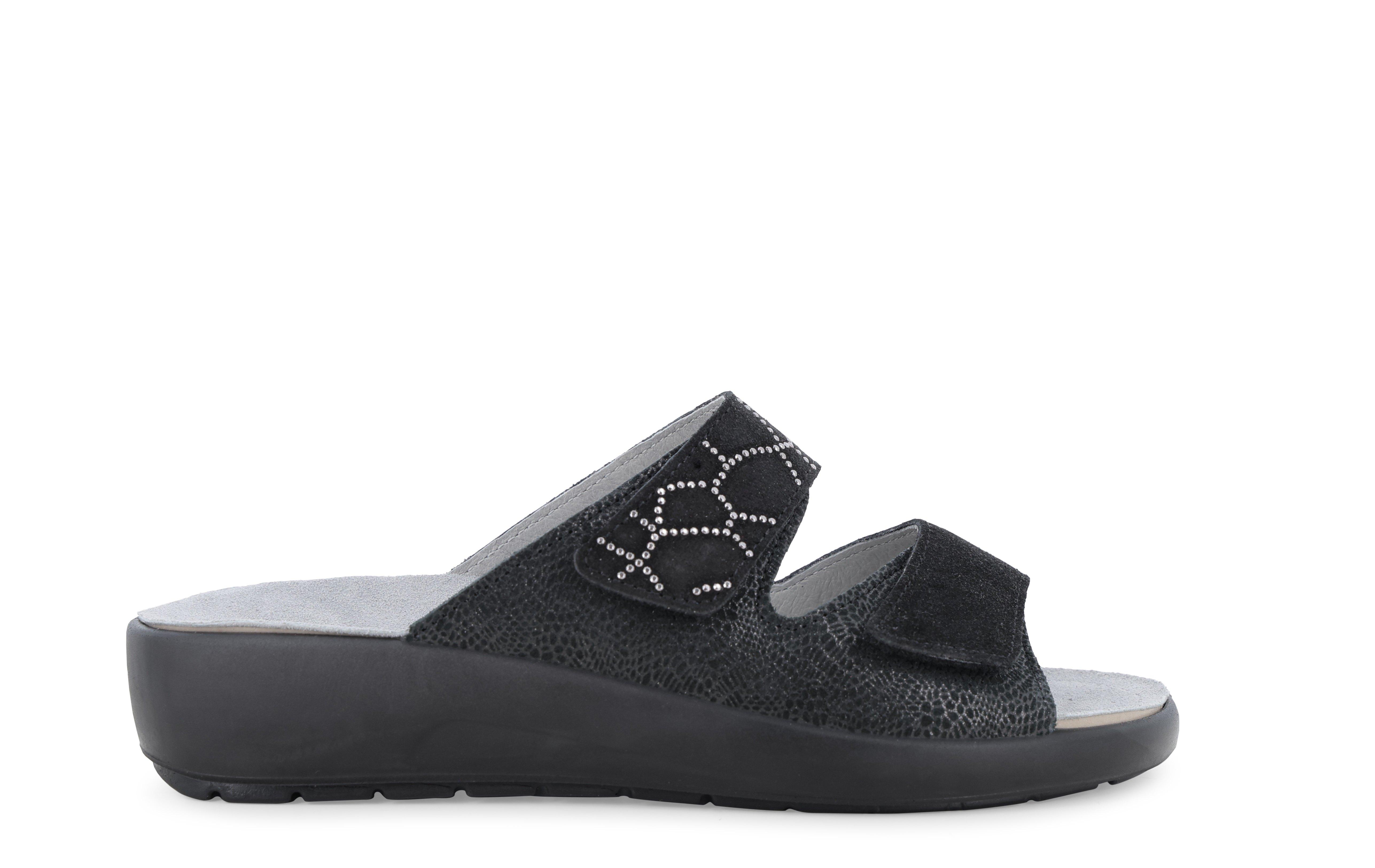 Ciabatta comoda a due fasce con velcro nero q60238q 39