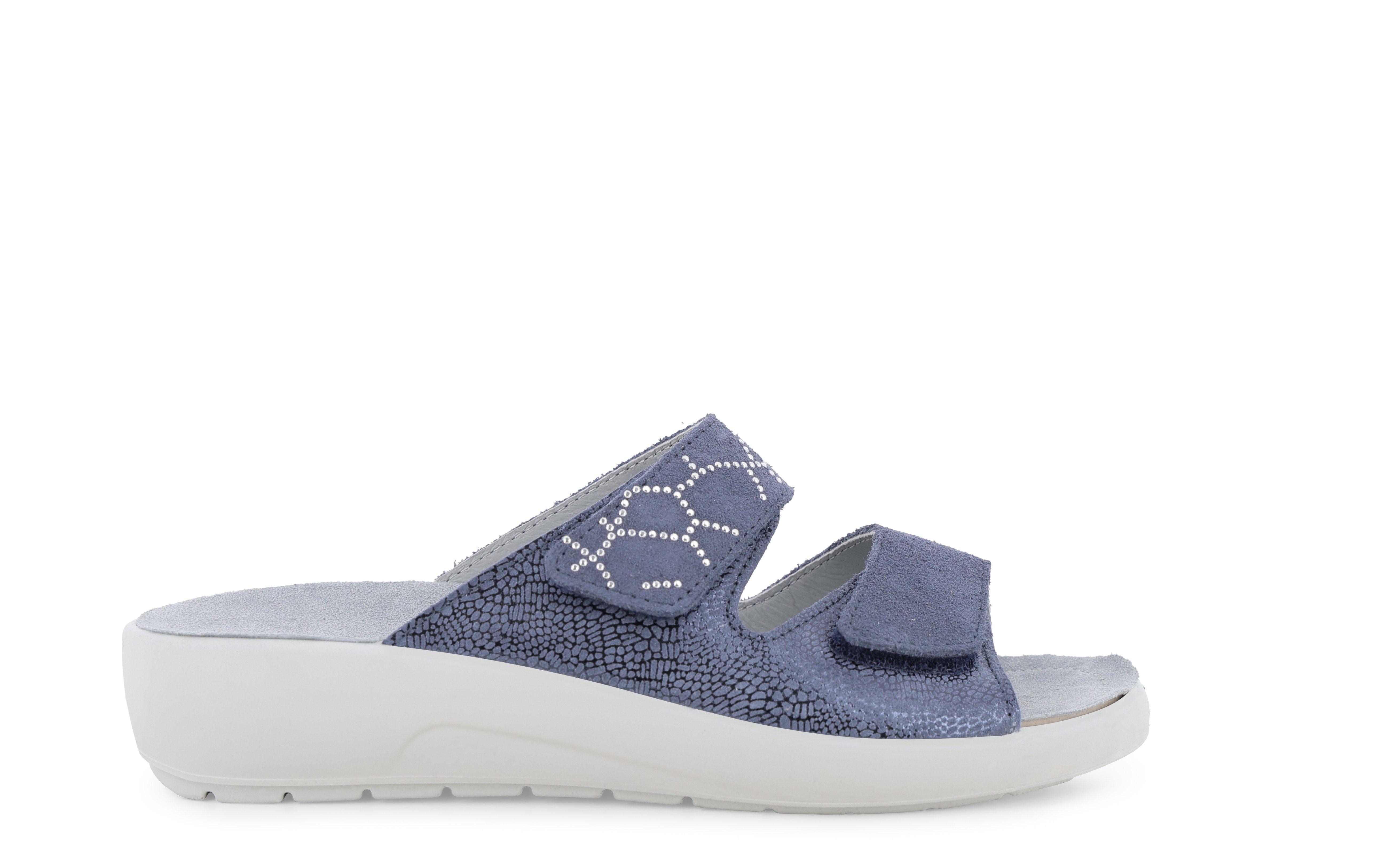 Ciabatta comoda a due fasce con velcro blu notte q60238q 38