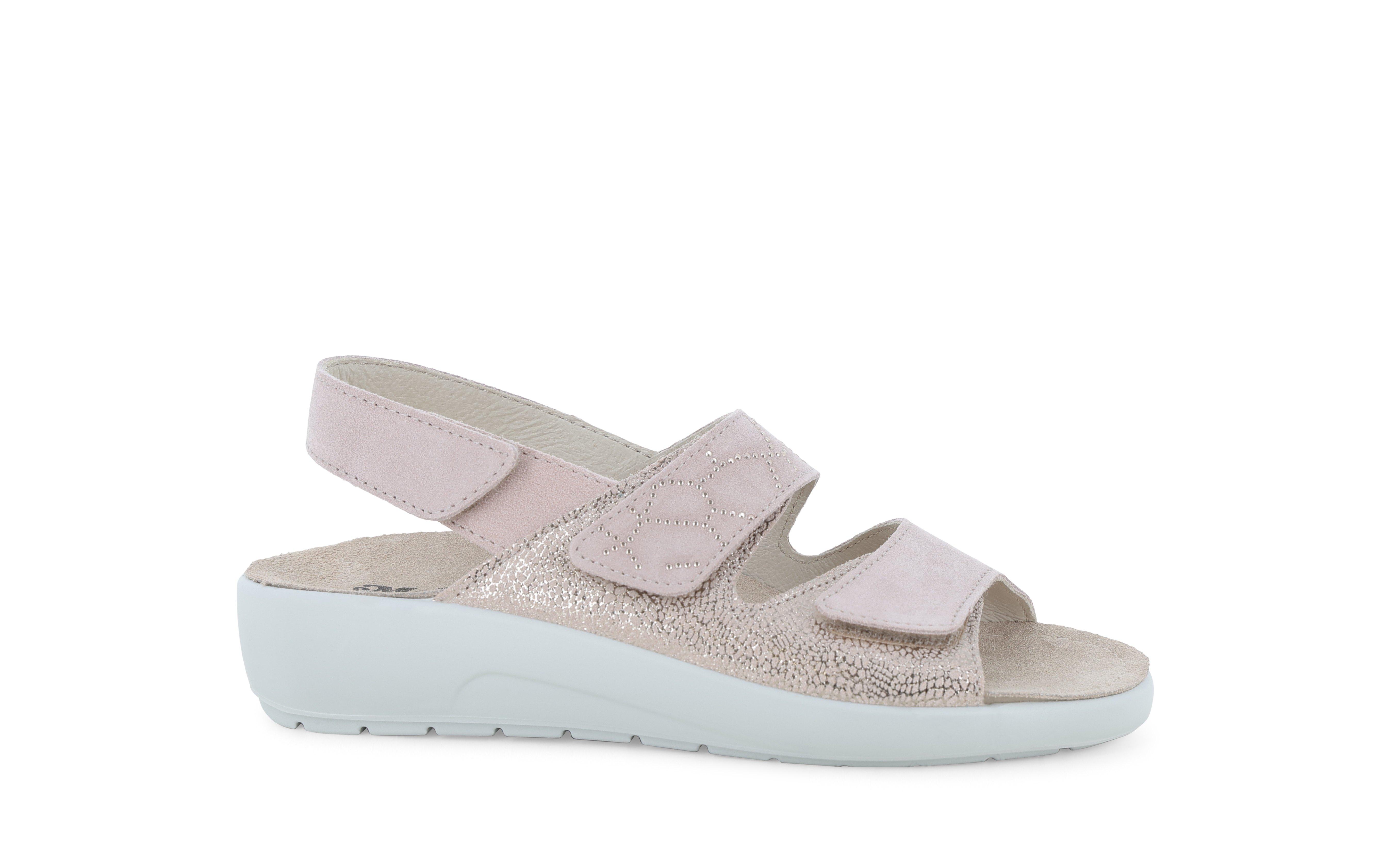 Ciabatta comoda a due fasce con cinturino e velcro rosa carne q60239q 38