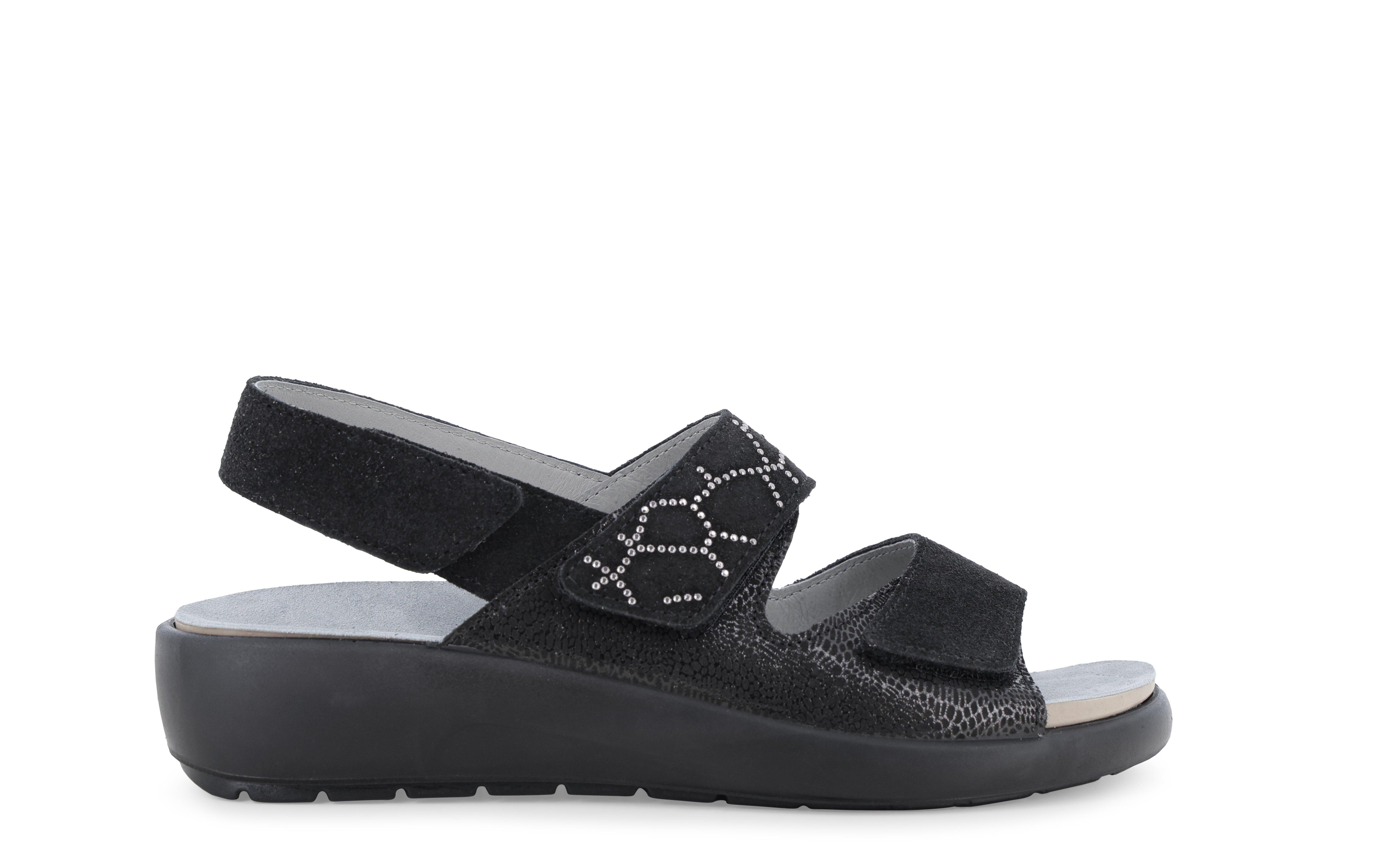 Ciabatta comoda a due fasce con cinturino e velcro nero q60239q 35