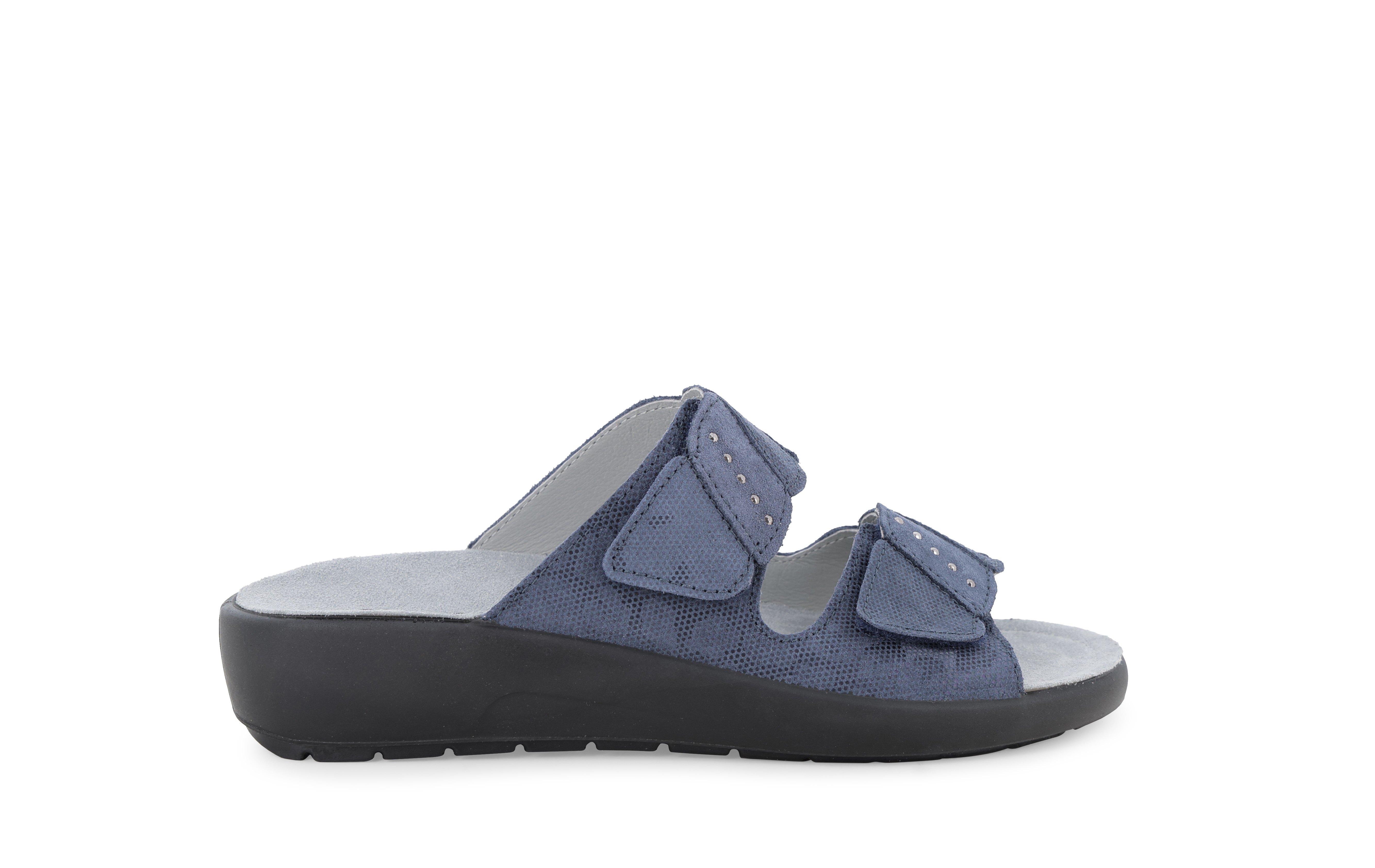 Ciabatta comoda a due fasce con velcro blu notte q60248