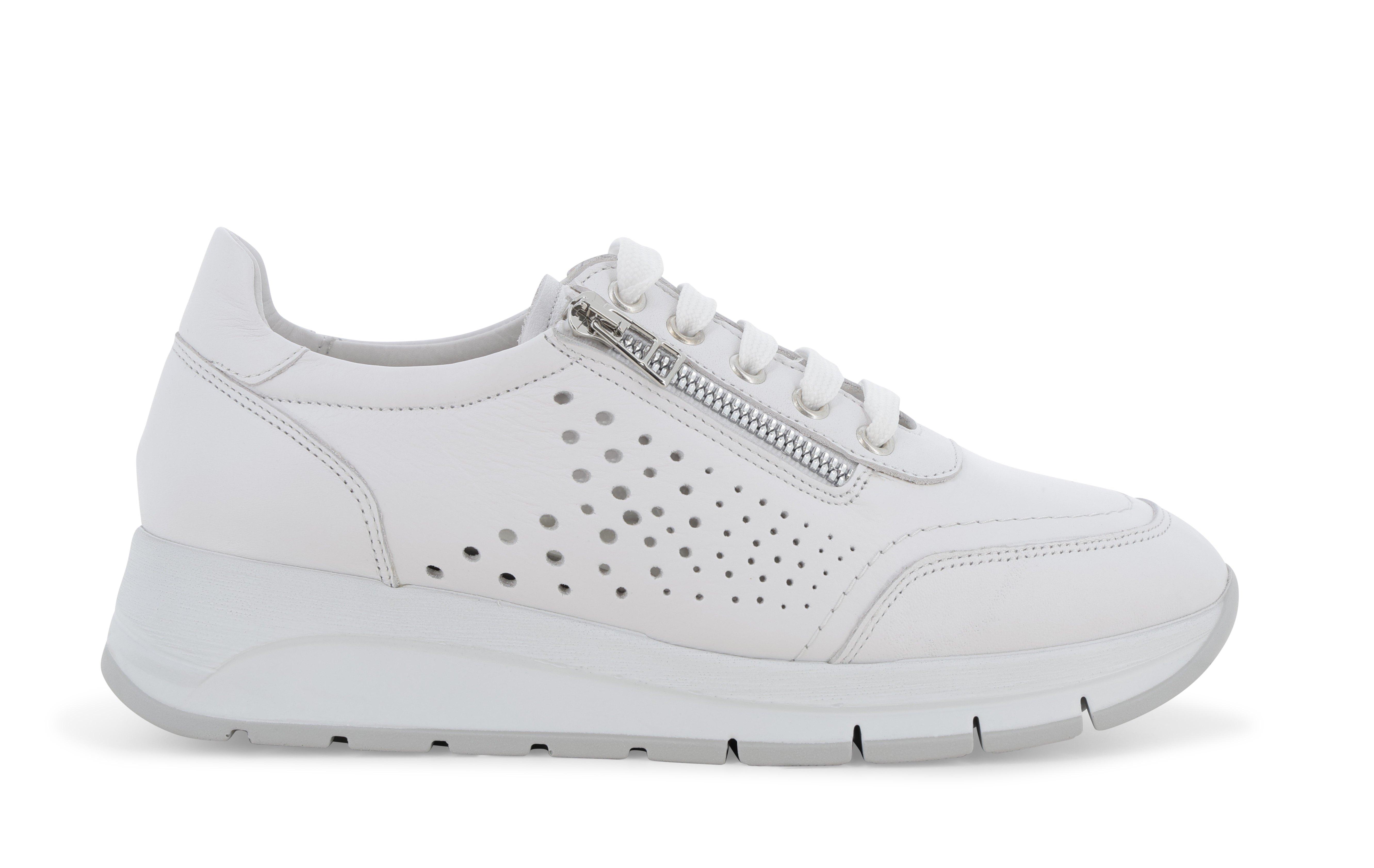 Sneaker bianca in pelle traforata con zip r20096 41
