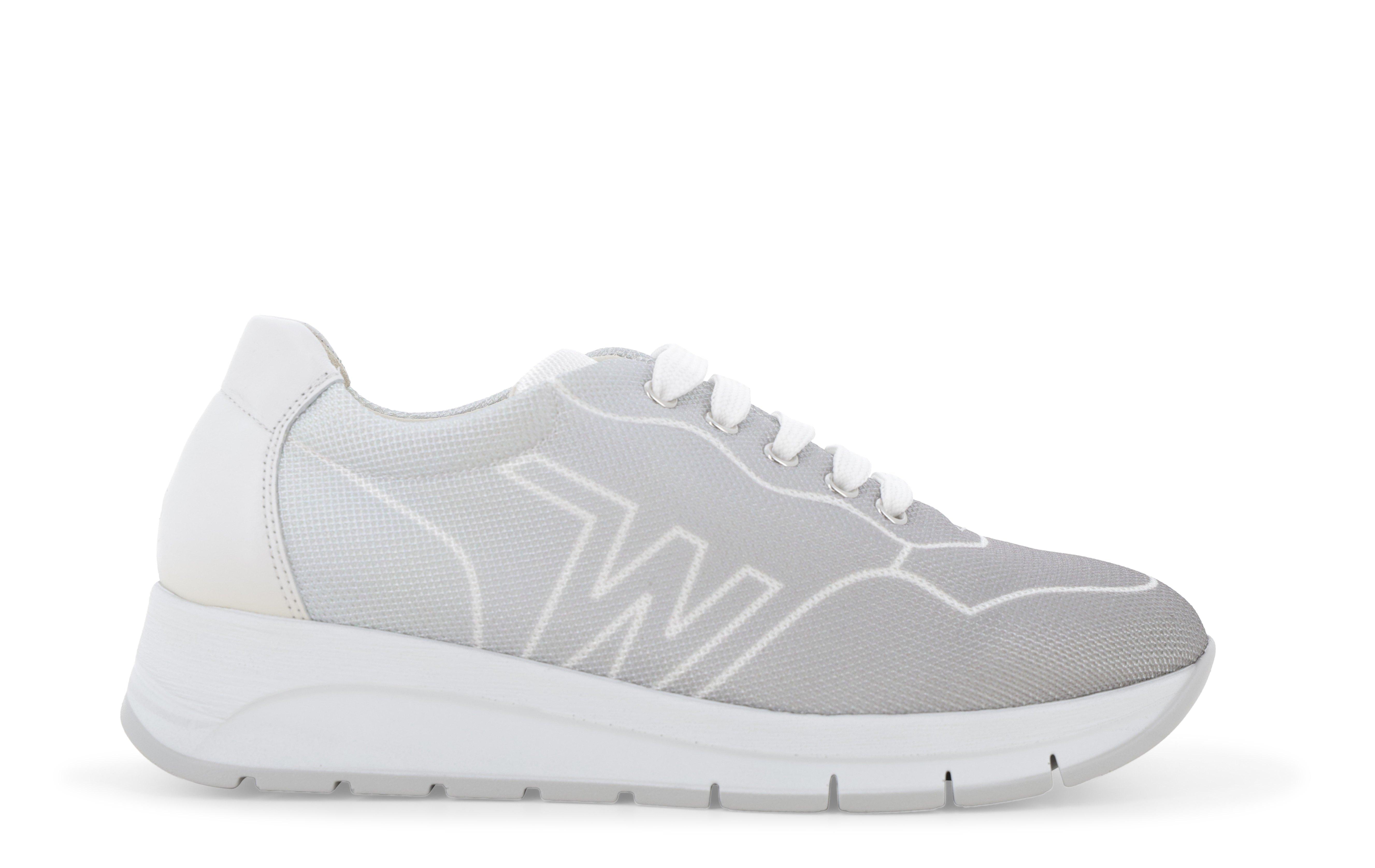 Sneakers allacciata donna in tessuto tecnico logato beige grigio r20097 42