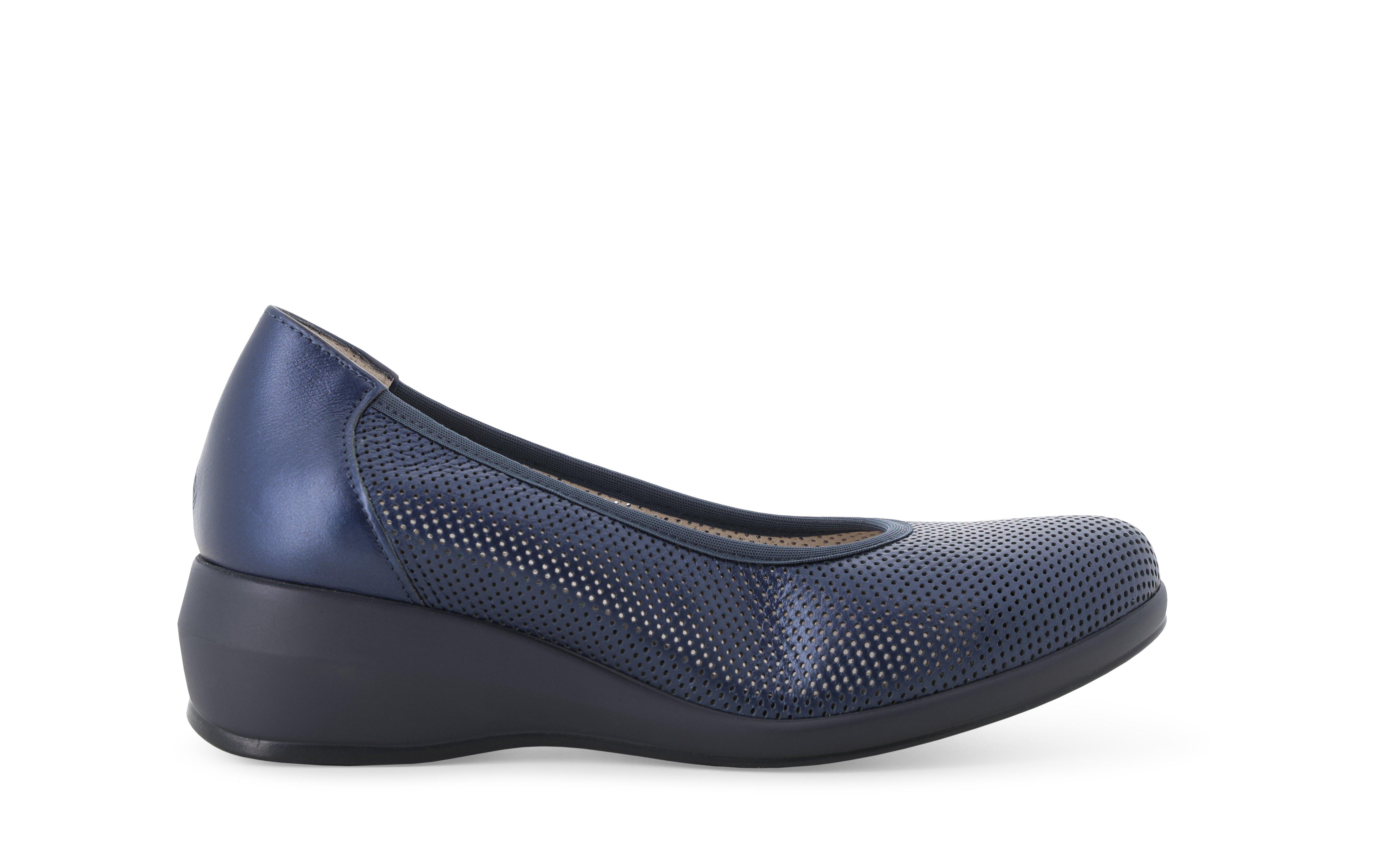 Décolleté zeppa comfort in pelle blu abyss r30611q 37.5