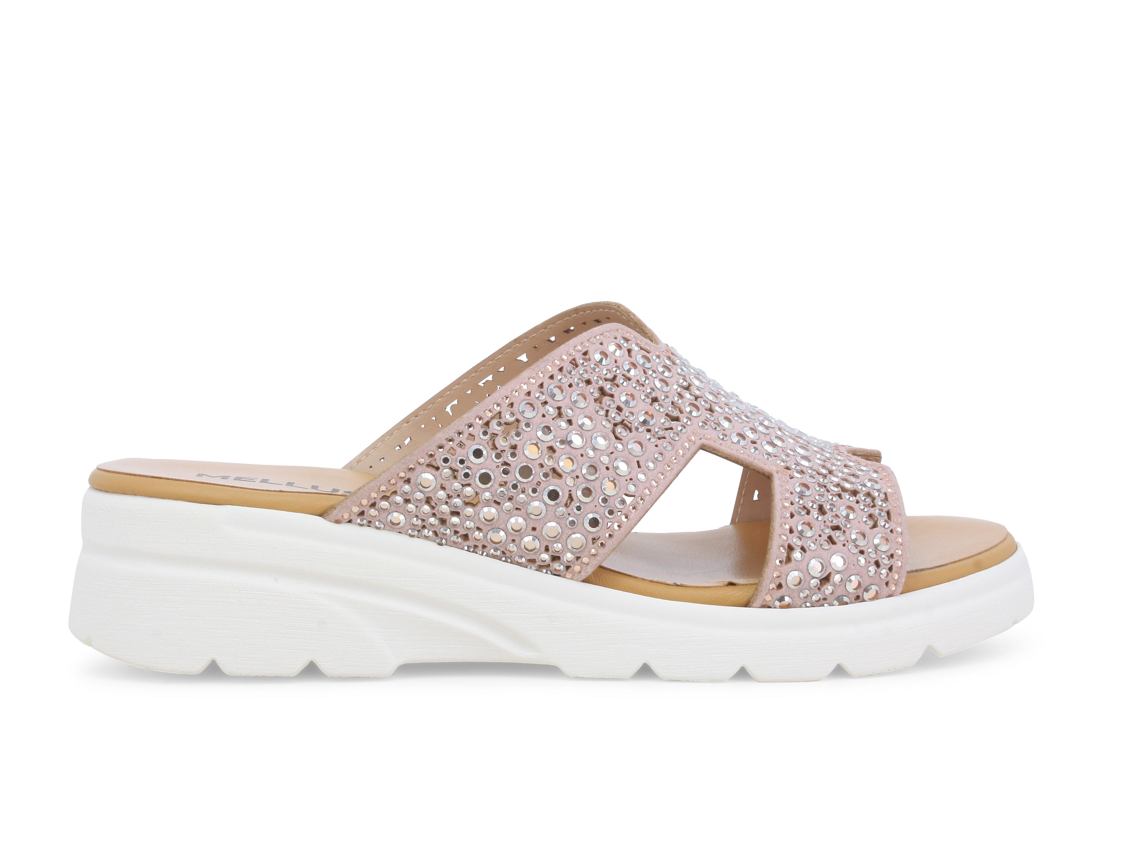 Ciabatta sportiva con zeppa e strass rosa r80232q 42