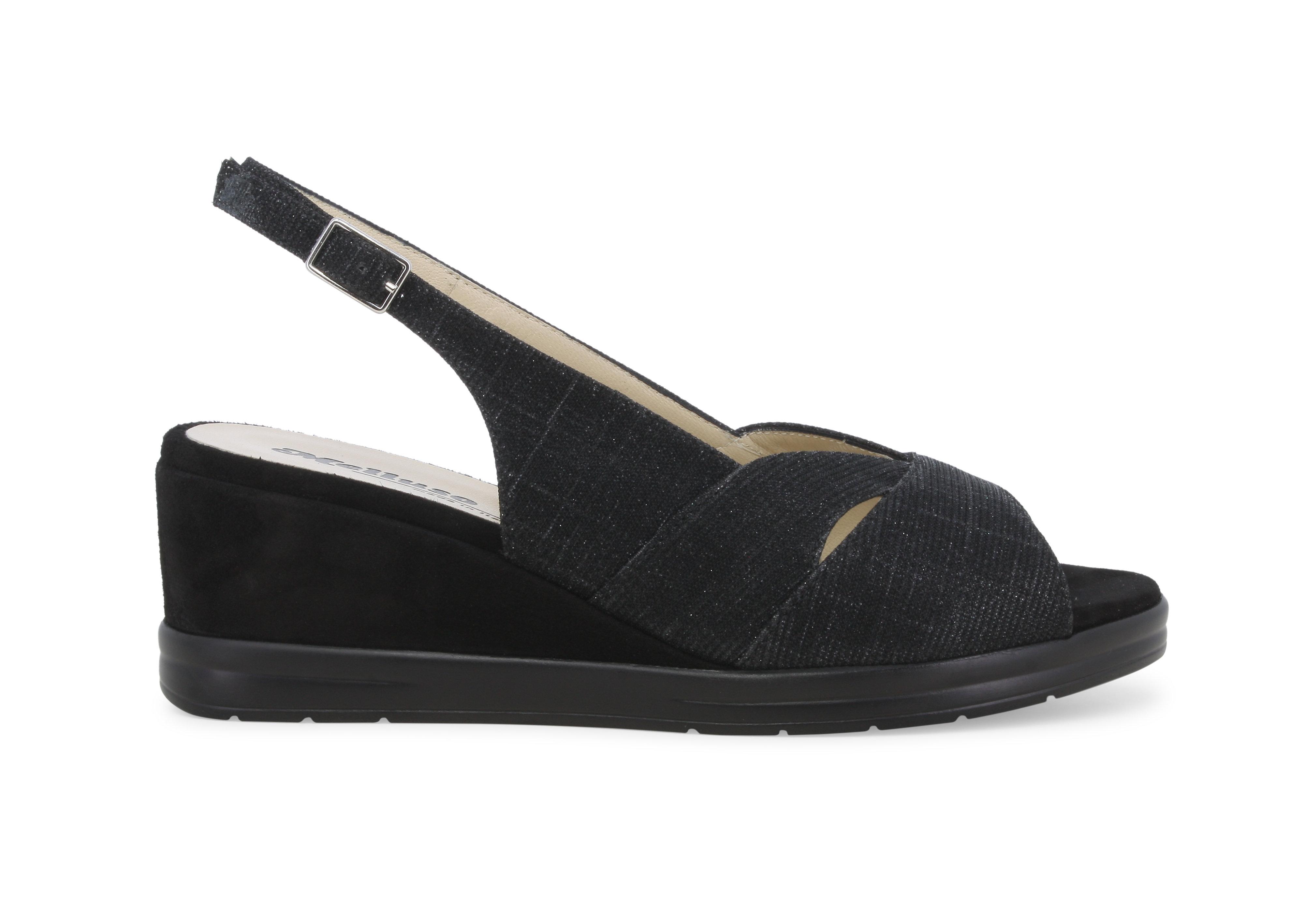 Sandalo donna comodo in tessuto nero r80339z 35
