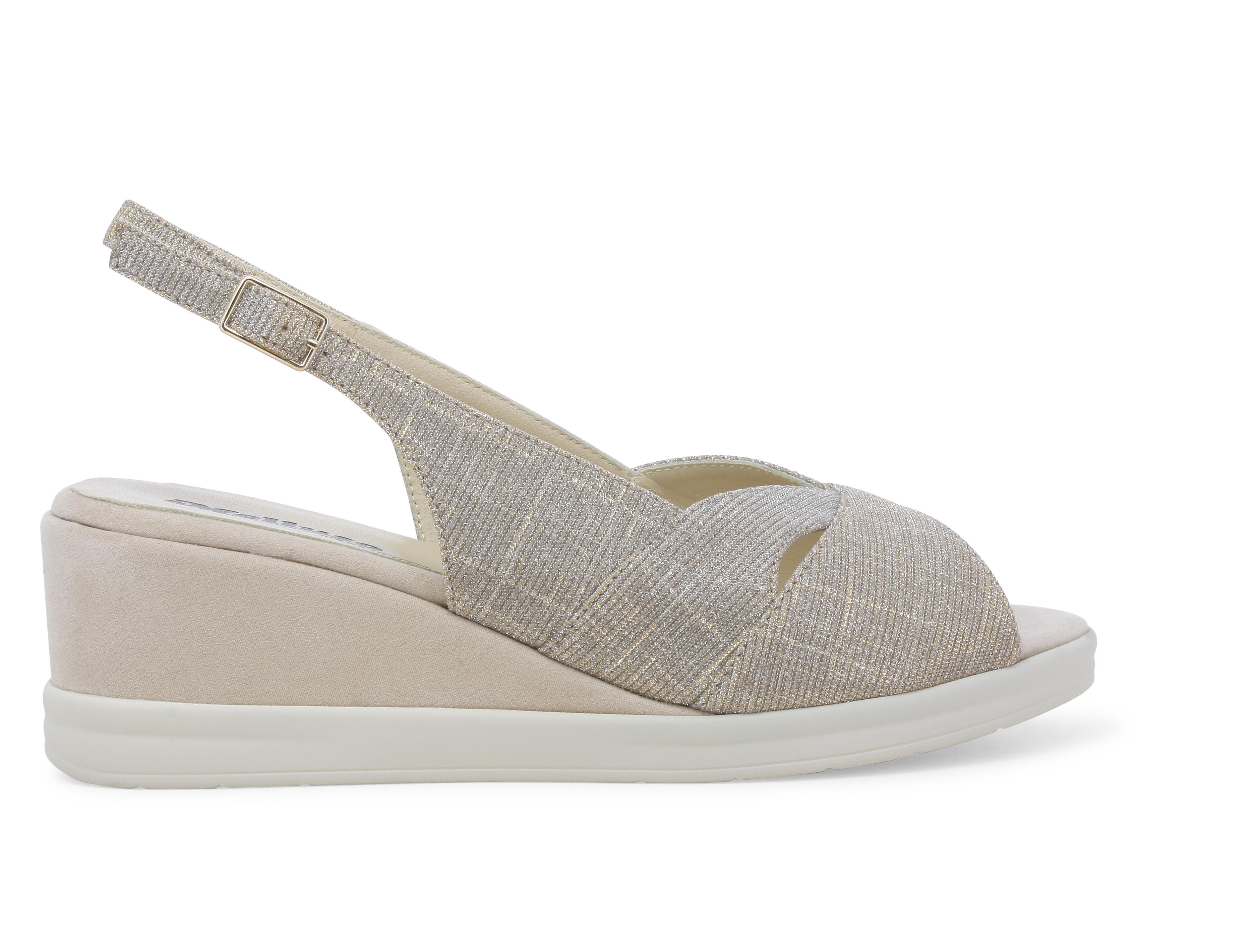 Sandalo donna comodo in tessuto platino r80339q 35