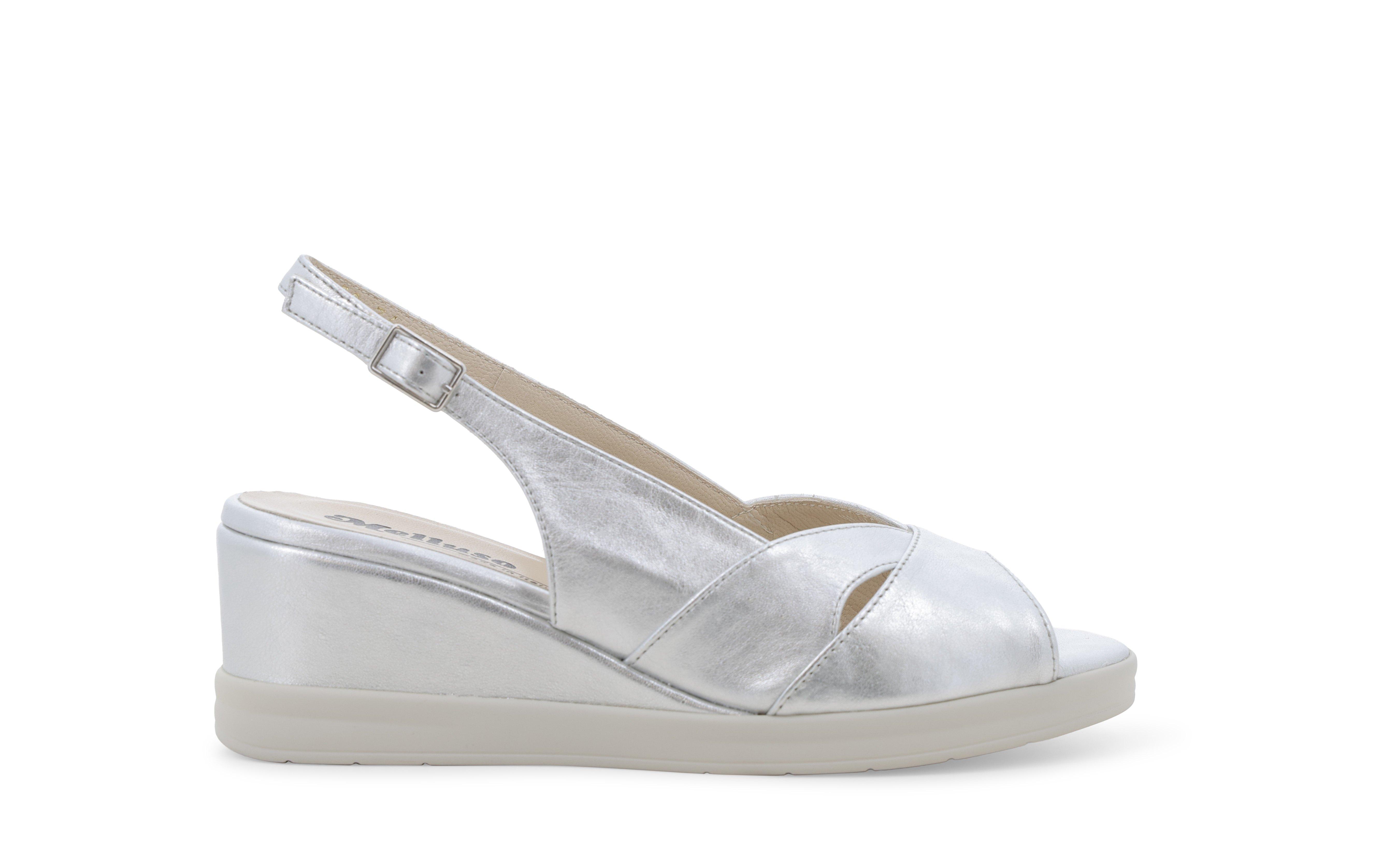 Sandalo donna comodo in pelle argento r80339q 36