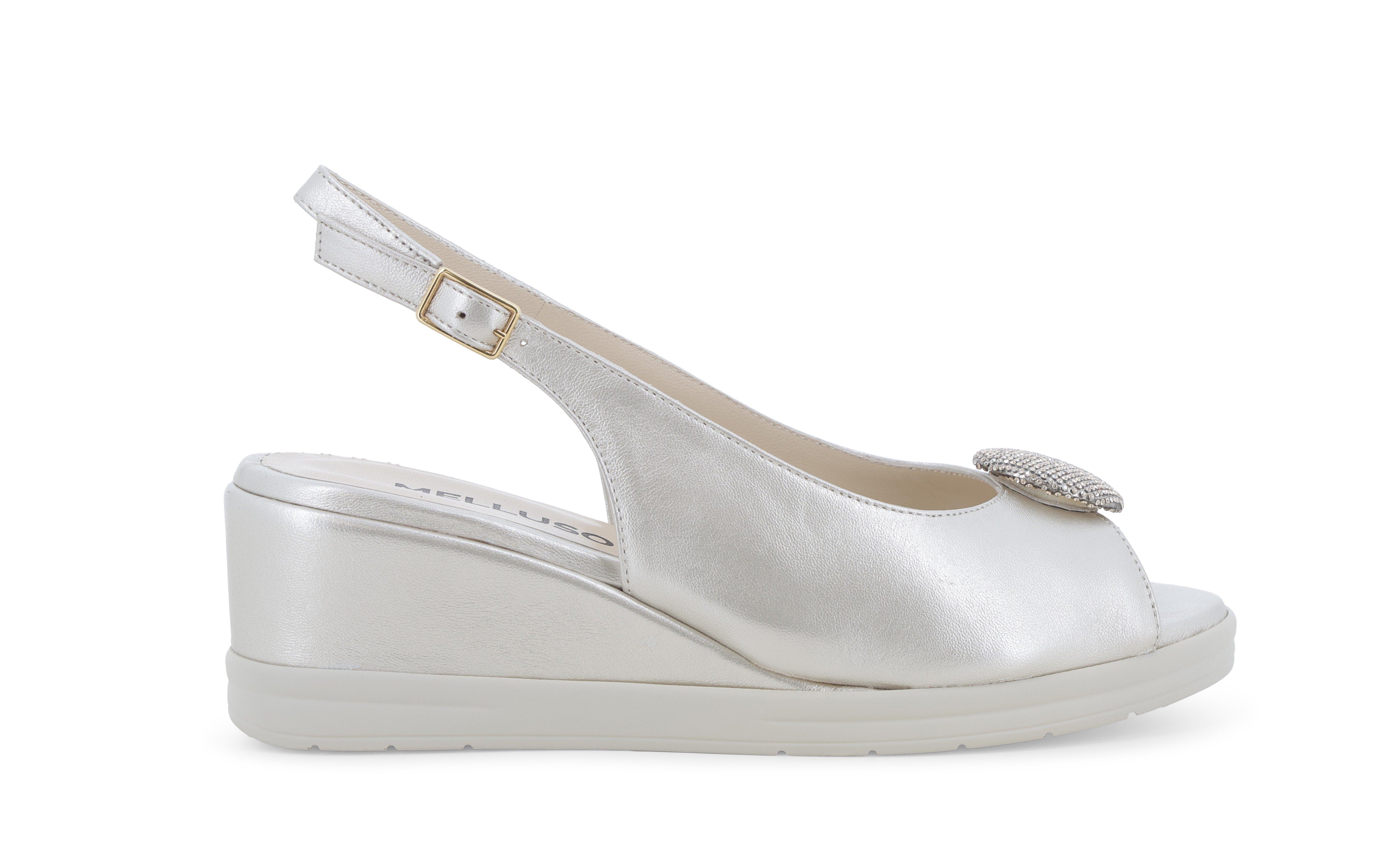 Sandalo zeppa argento con accessorio gioiello r80432q 35