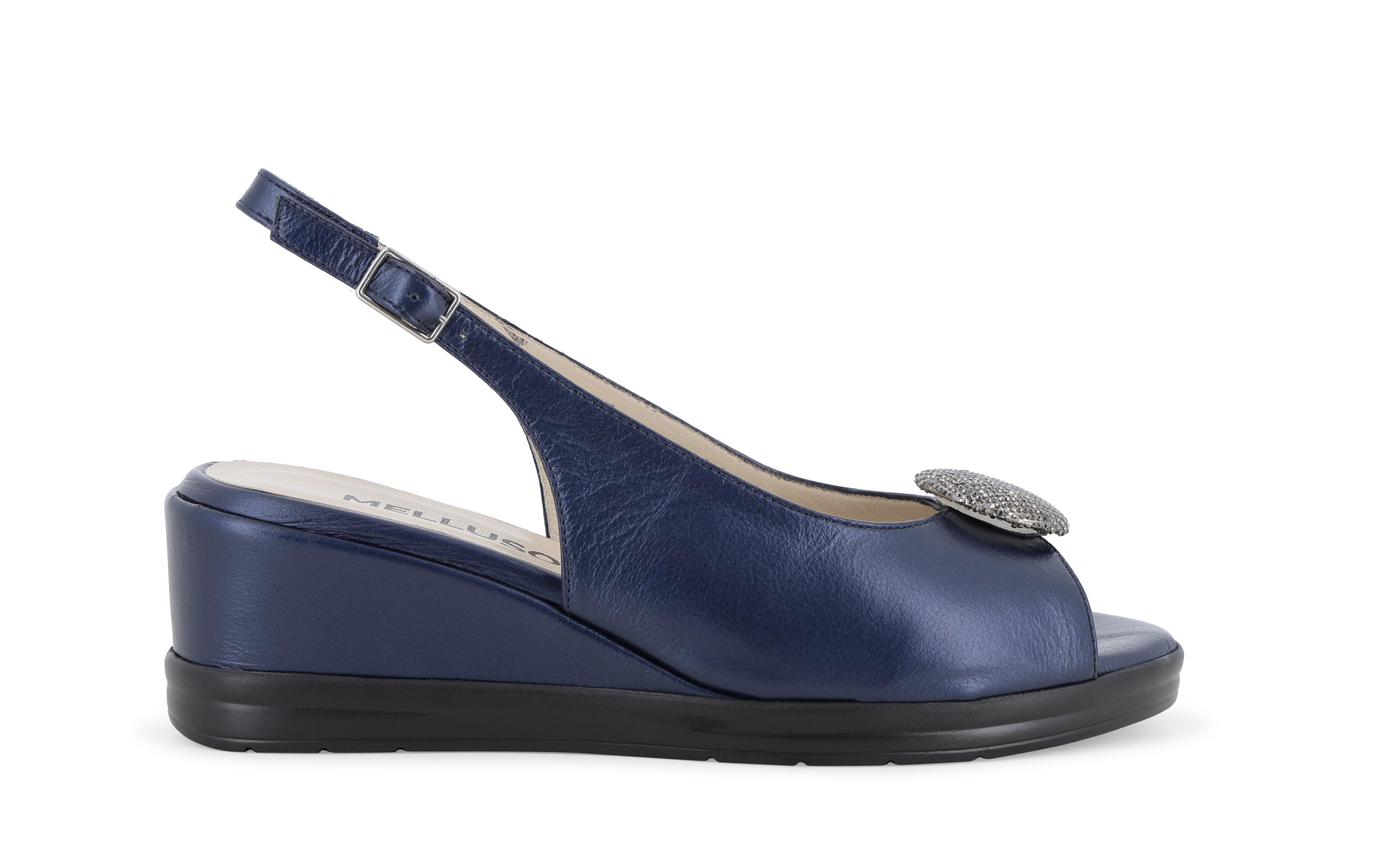 Sandalo zeppa blu con accessorio gioiello r80432q 39
