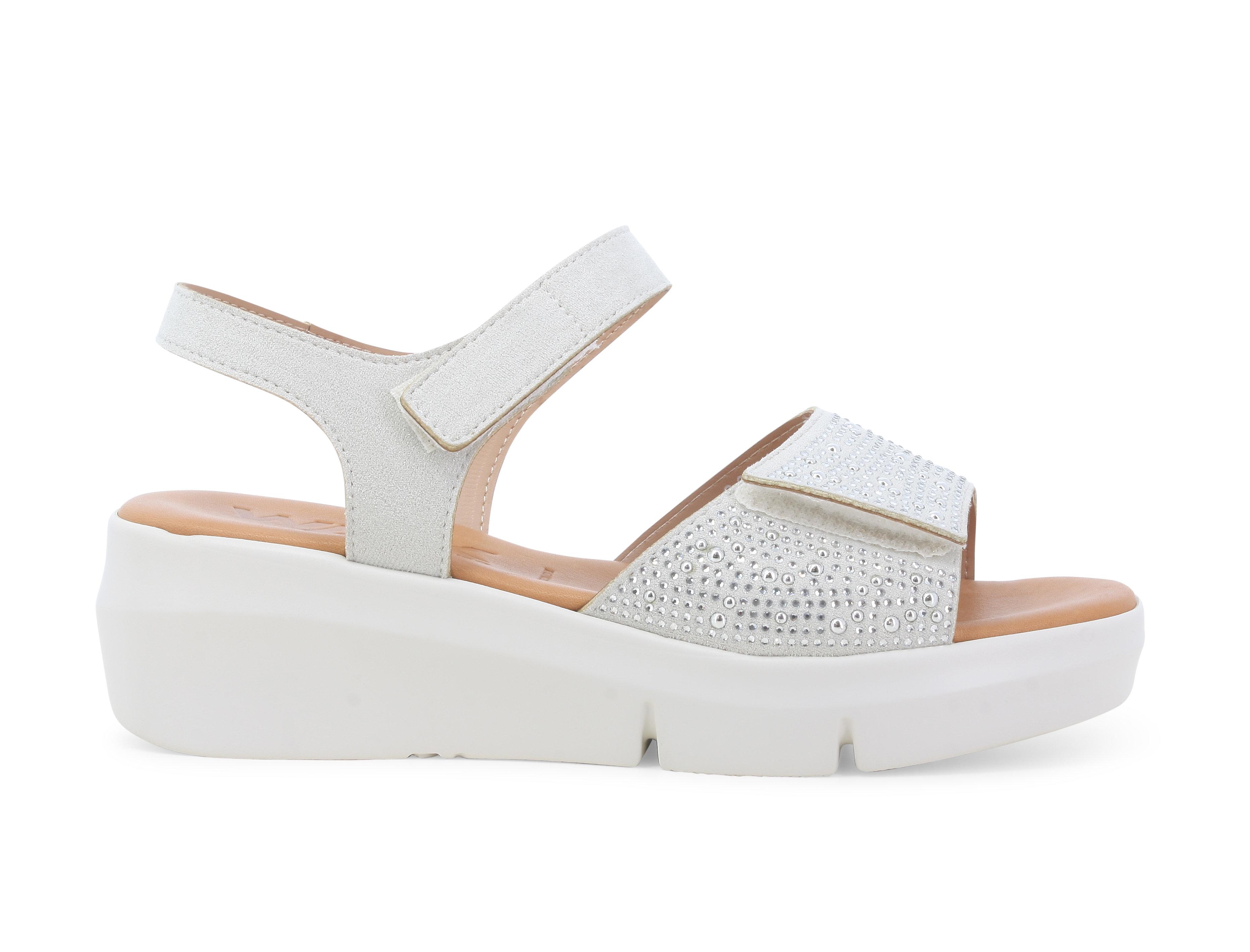 Sandalo platform bianco e argento con strass r80439q 40