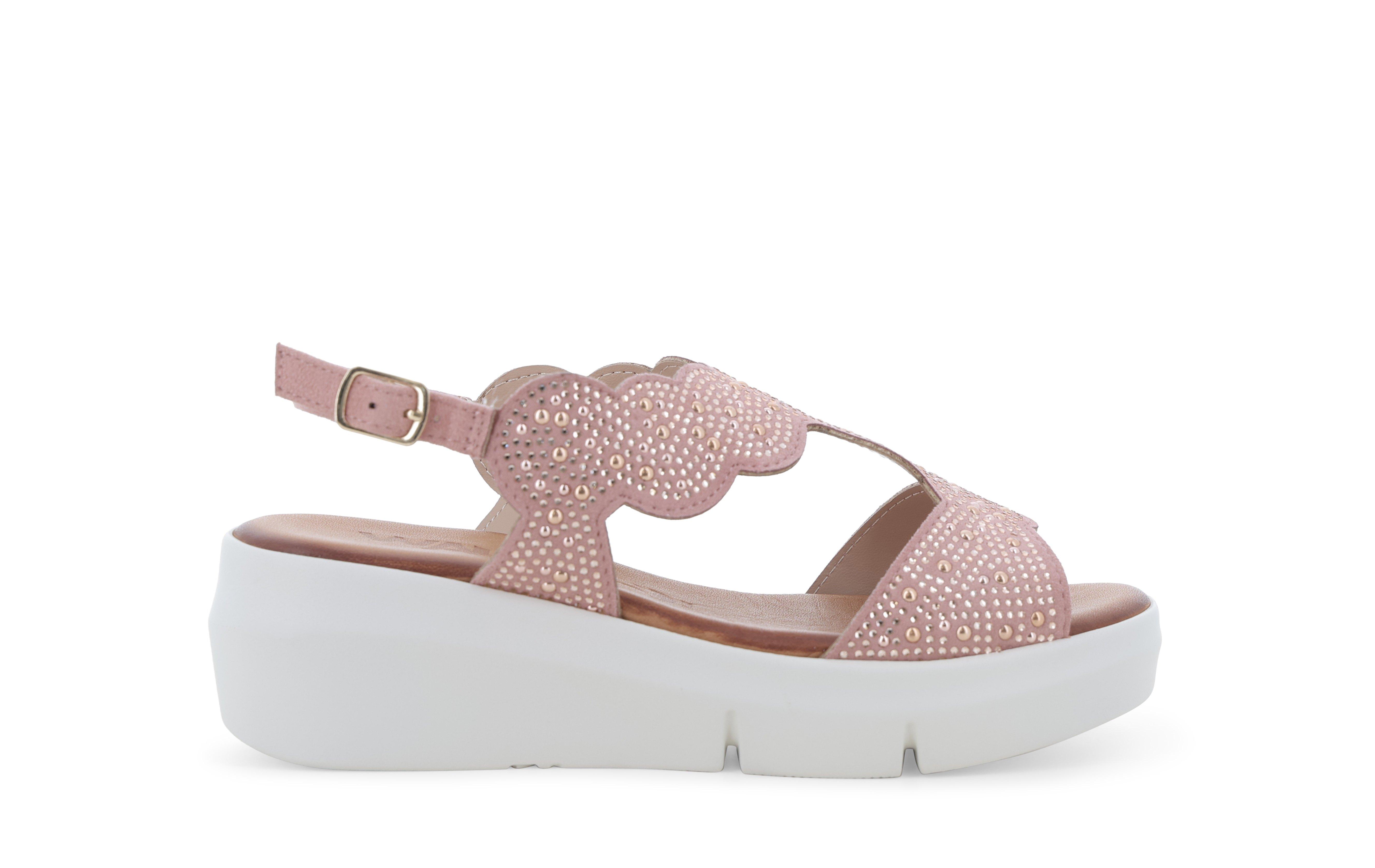 Sandalo donna comodo in camoscio rosa r80440 42