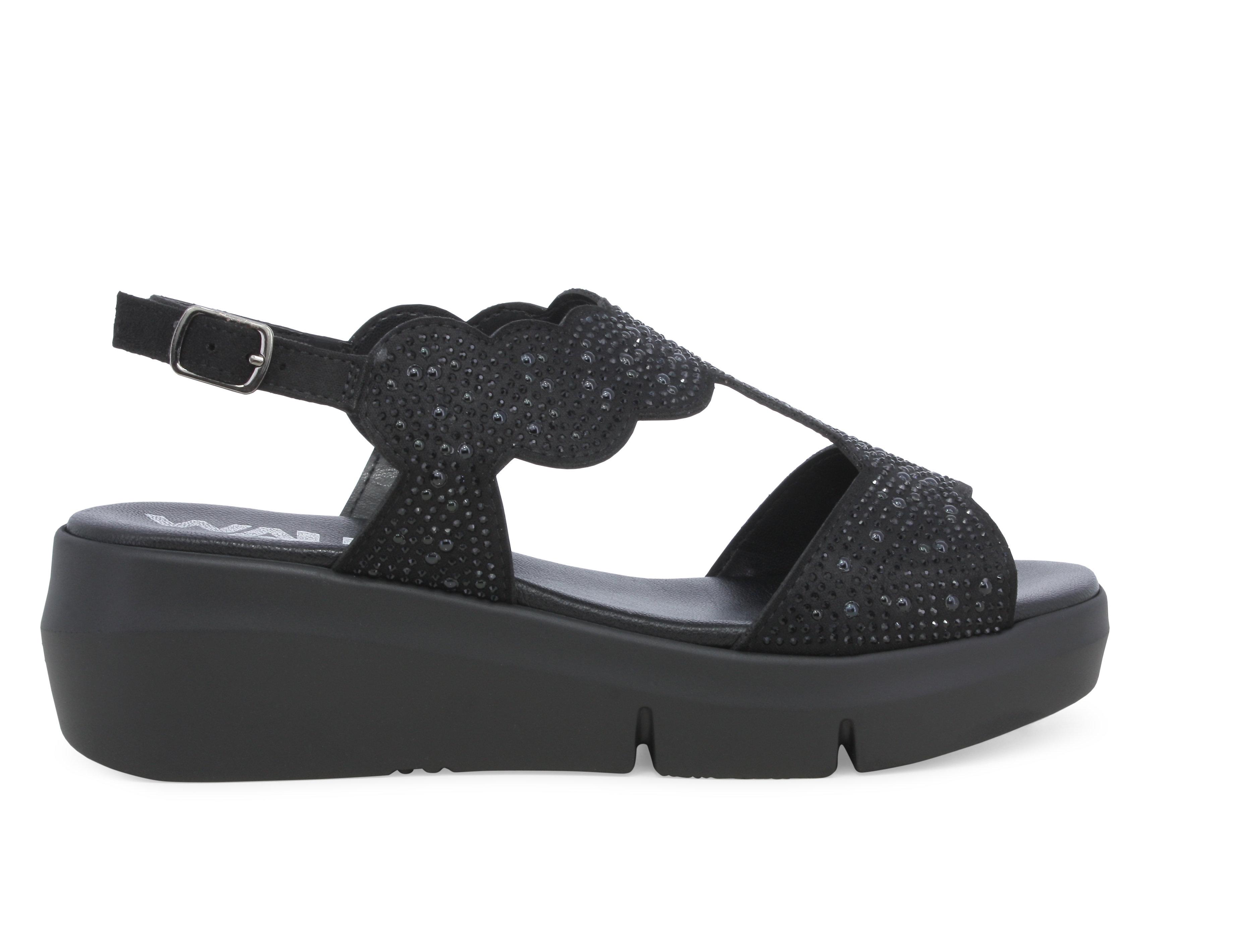 Sandalo donna comodo in camoscio nero r80440q 42