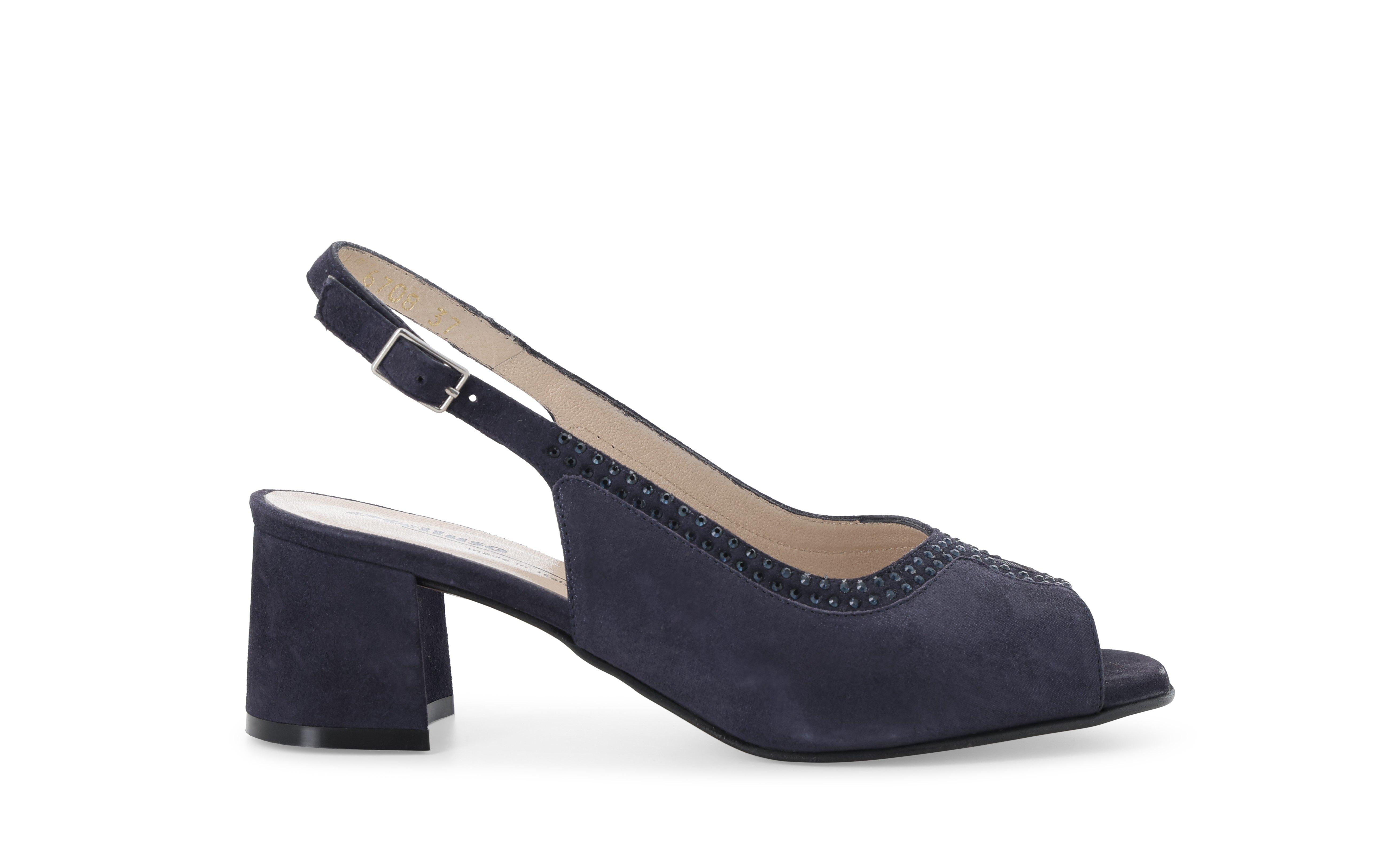Sandalo donna comodo elegante in camoscio blu notte s633q 39